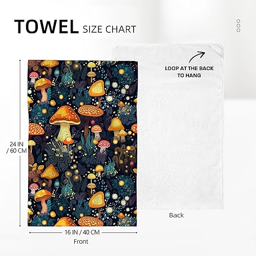 Miniatura 2 de Cukemip Juego de 2 paños de cocina con diseño de hongos, suaves, absorbentes, decorativos, hippie, brujas, toallas de mano, paños de té, regalos