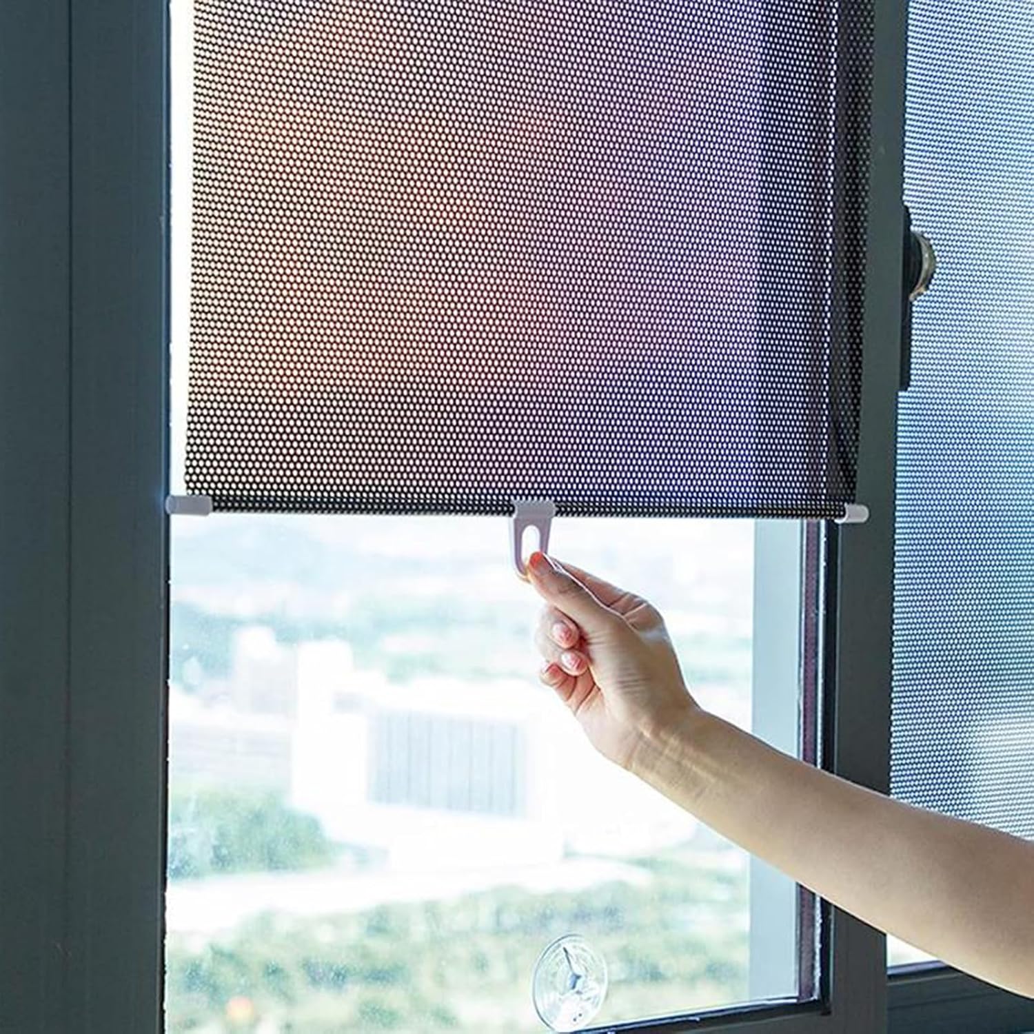 Blackout Blind Shade with Suction Cups Indoor Roller Blinds Temporary Portable Thermal Insulated Window Cover Curtain for Rooms, Living Room, Kitchen，Bathroom, Car Privacy Curtain(68X125CM)