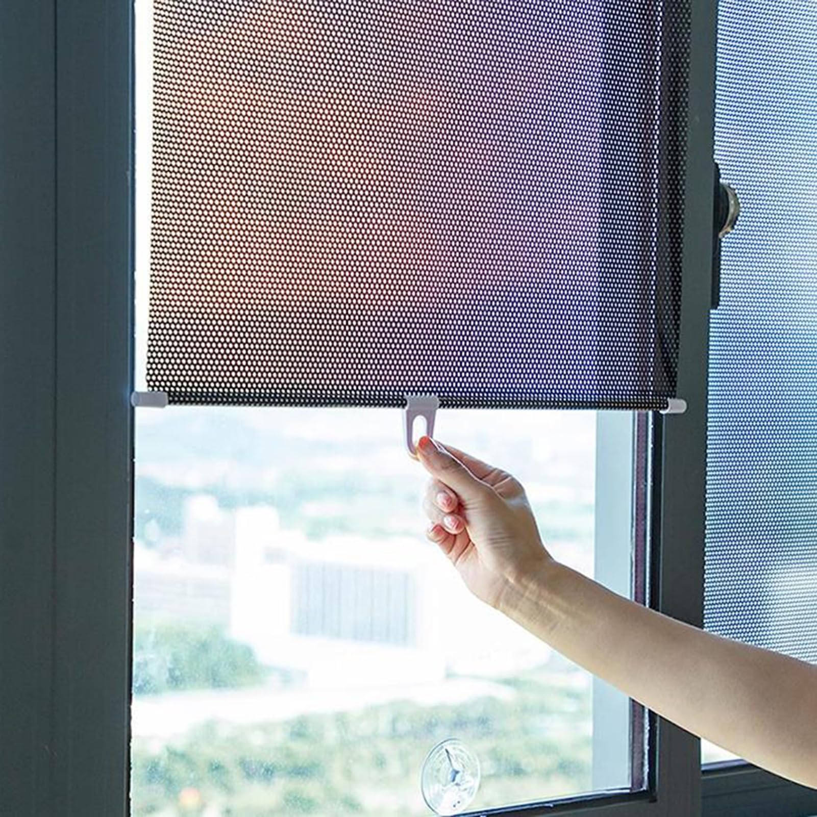 VSHENG Blackout Blind Shade With Suction Cups Indoor Roller Blinds Temporary Portable Thermal Insulated Window Cover Curtain For Rooms, Living Room, Kitchen，Bathroom, Car Privacy Curtain(40x125cm)