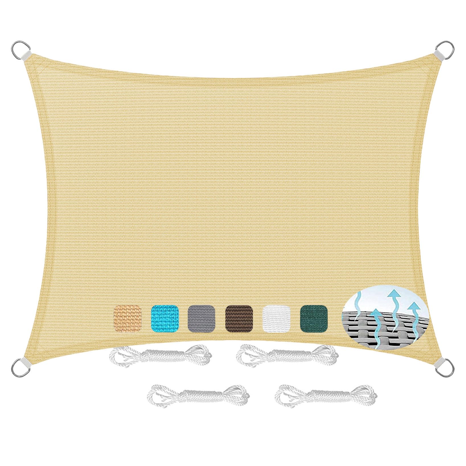 Voile d'ombrage respirant anti-UV bloquant 95% du soleil, toile tendue coupe-vent pour grand jardin