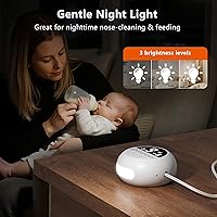 Vista 5 de Aspirador nasal para bebé, succión nasal eléctrica de grado hospitalario para bebé con 9 niveles de succión, chupón de nariz para bebé con luz