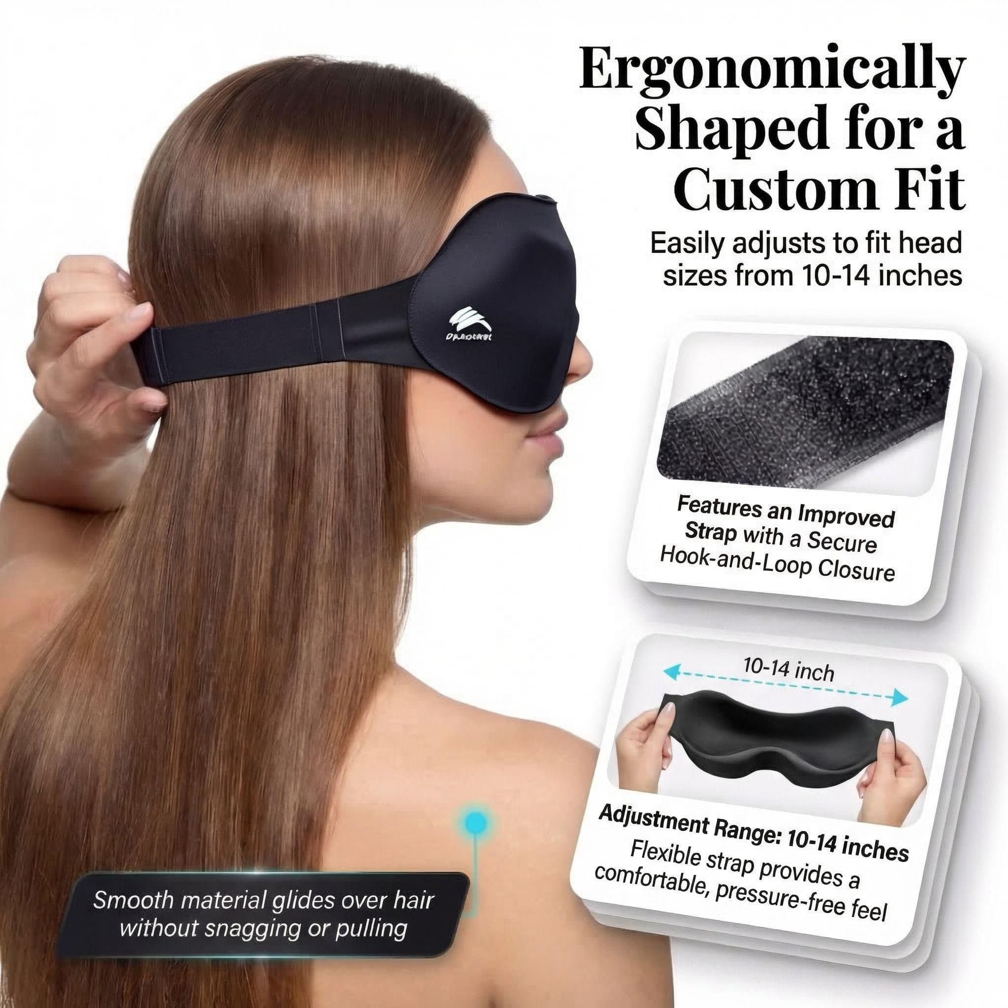 Antifaz para bloquear la luz del sueño: máscara ligera contorneada 3D para extensiones de pestañas, correa ajustable, lavable, cero presión, perfecta para hombres y mujeres, avión, viajes, yoga