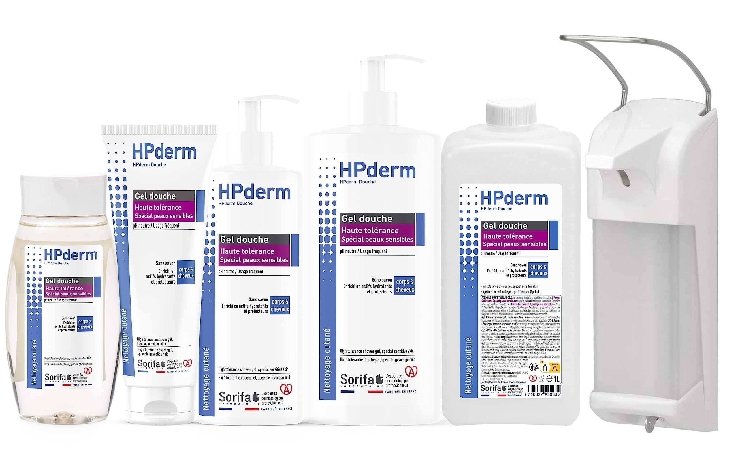 HPderm WYSOKA TOLERANCE Żel pod prysznic 2 w 1 do ciała i włosów - Specjalny dla skóry wrażliwej, skóry tatuażu, osłabione włosy - Częste używanie - pH neutralne, bez mydła - Butelka 250 ml