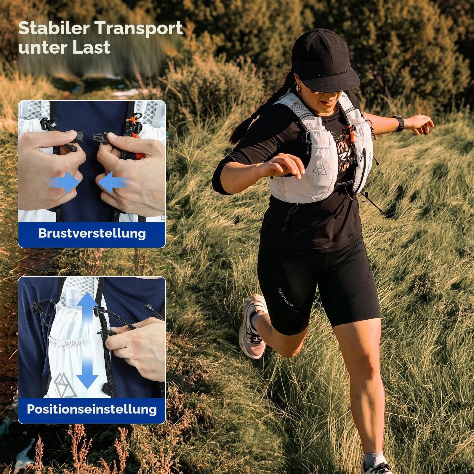 Haimont Laufweste Trinkweste für Damen und Herren Leicht Running Weste mit 2 Trinkflasche Laufen Wandern Joggen Trail 8L