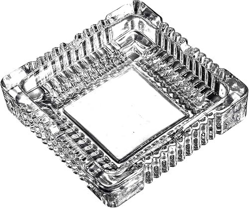 Amlong Crystal Large Classic Square Ashtray 6 inch x 6 inch
