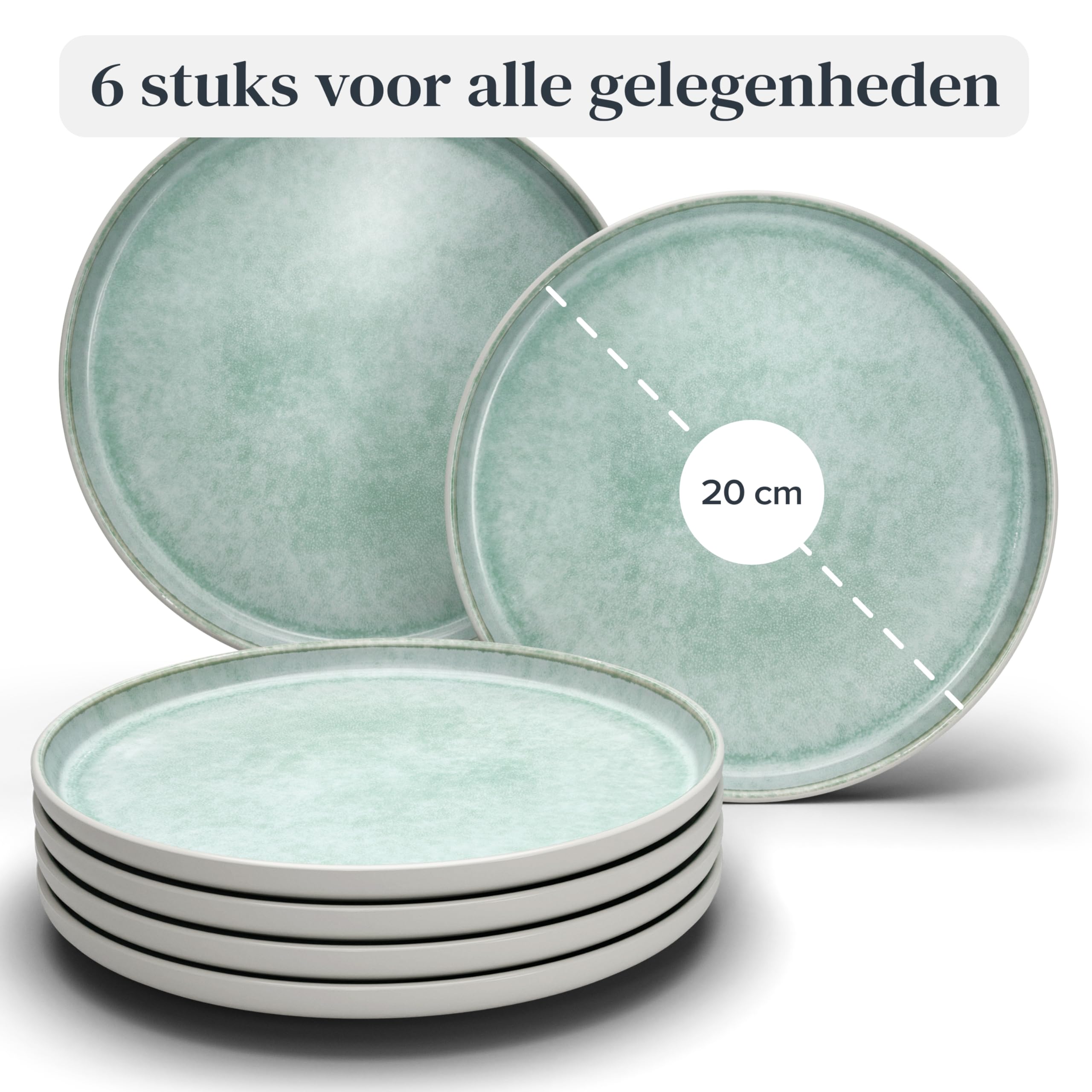Set van 8 dessertborden COSTMARY steengoed grijs