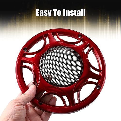Miniatura 5 de X AUTOHAUX 6 pulgadas coche metal audio altavoz parrilla cubierta malla Woofer cuerno protector decorativo círculo rejilla protector rojo
