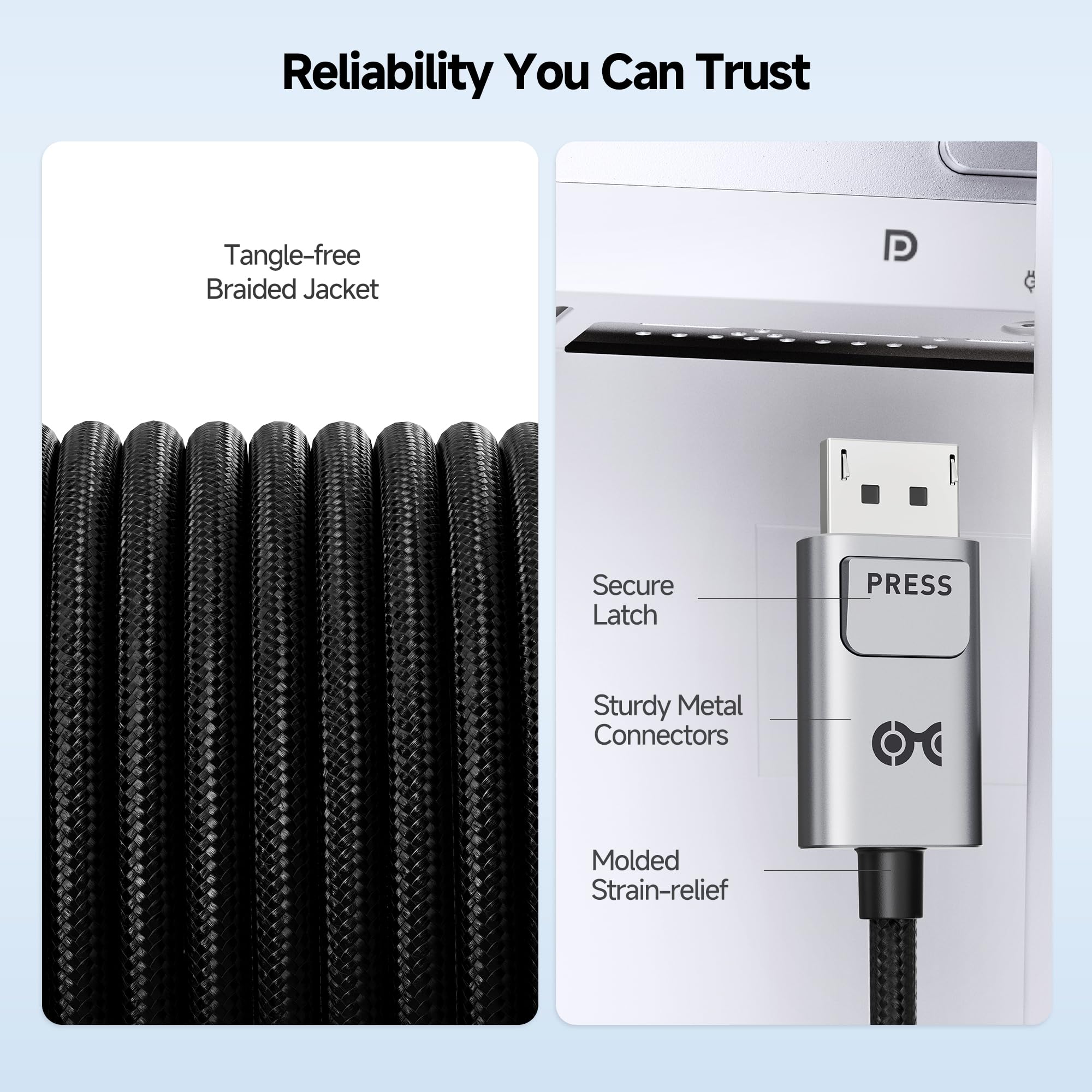Cable Matters Kabel USB-C do DisplayPort 2.1 40 Gbps, 3 m
