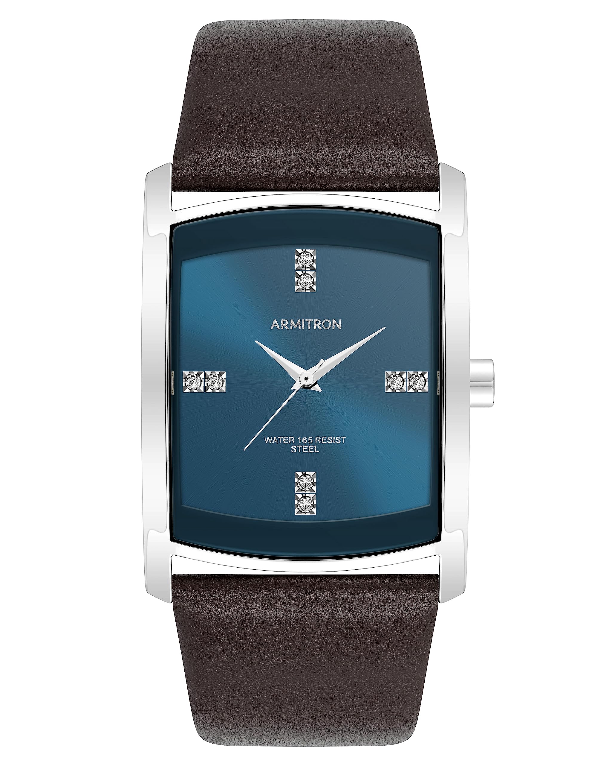 ArmitronMen's Genuine Crystal Accented Leather Strap Watch