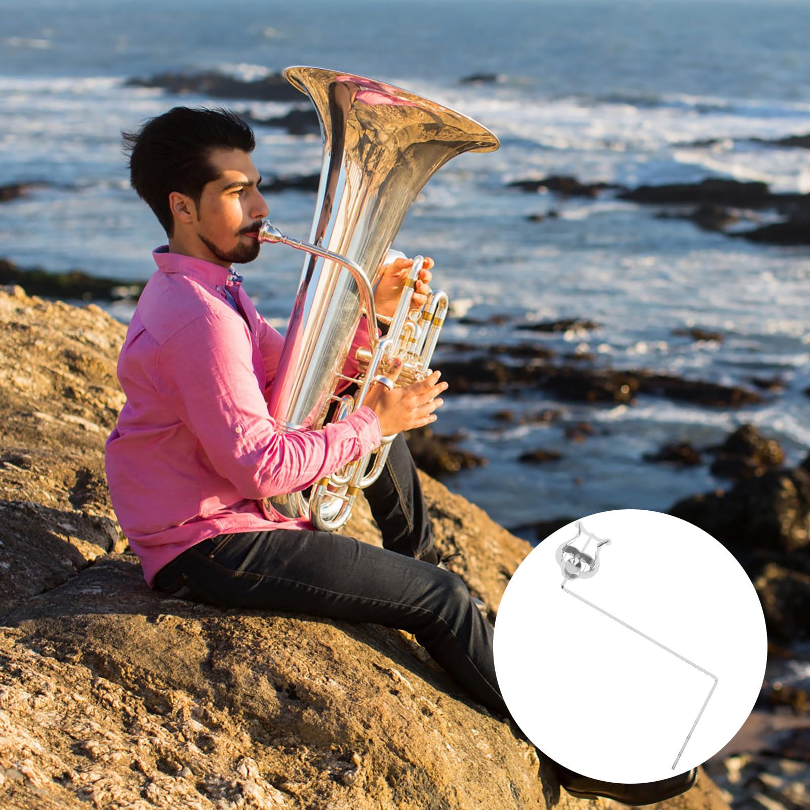 Hemobllo Pince à Livret de Musique Portable pour Basse en Fer Argenté, Facile à Transporter et Pratique, Marche Jeu Musical