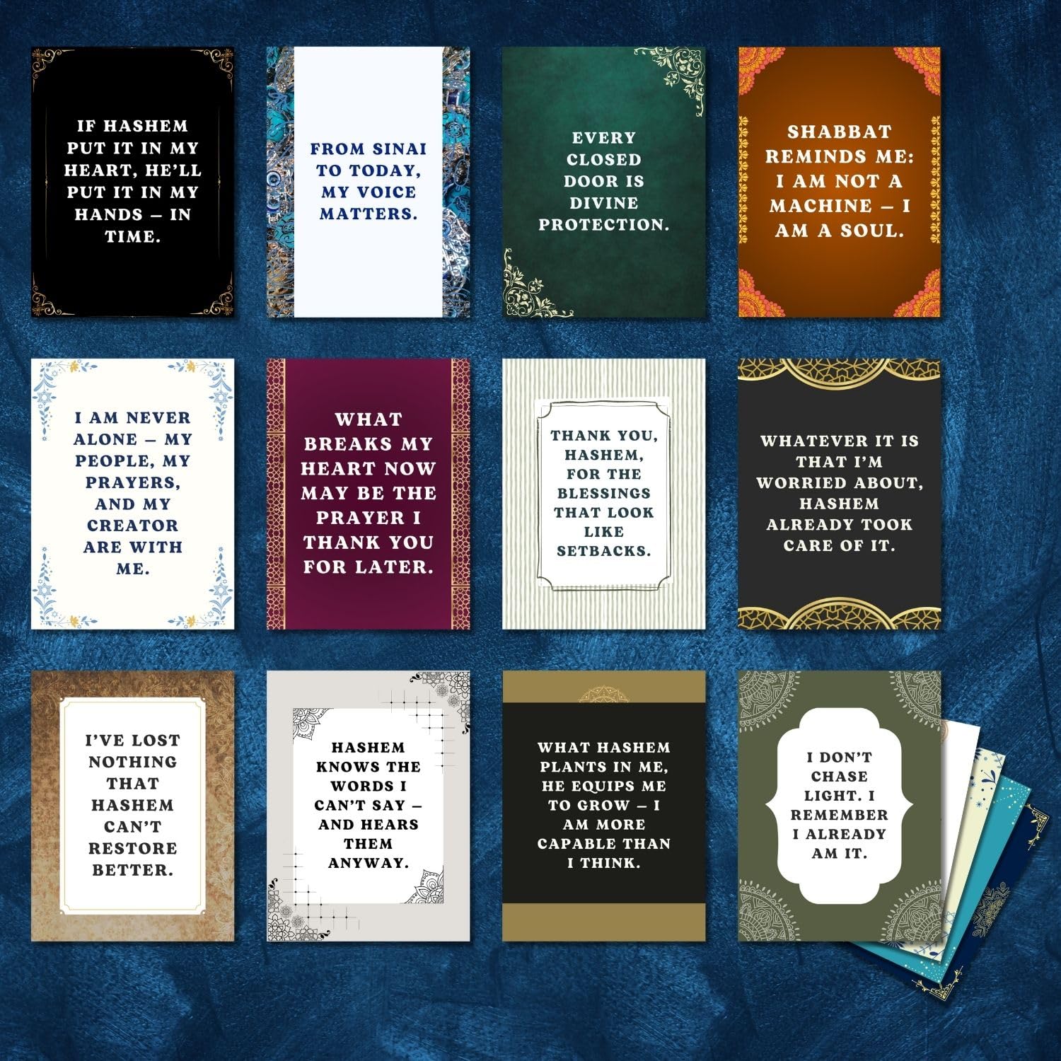 Isaac Liev Positive Jewish Affirmation Cards for Men & Women Kids & Teens– 50 Spiritual Daily Affirmation Quotes Card Deck – Meaningful Jewish Gifts Judaica Gift for Friend, Shabbot Host & Holidays