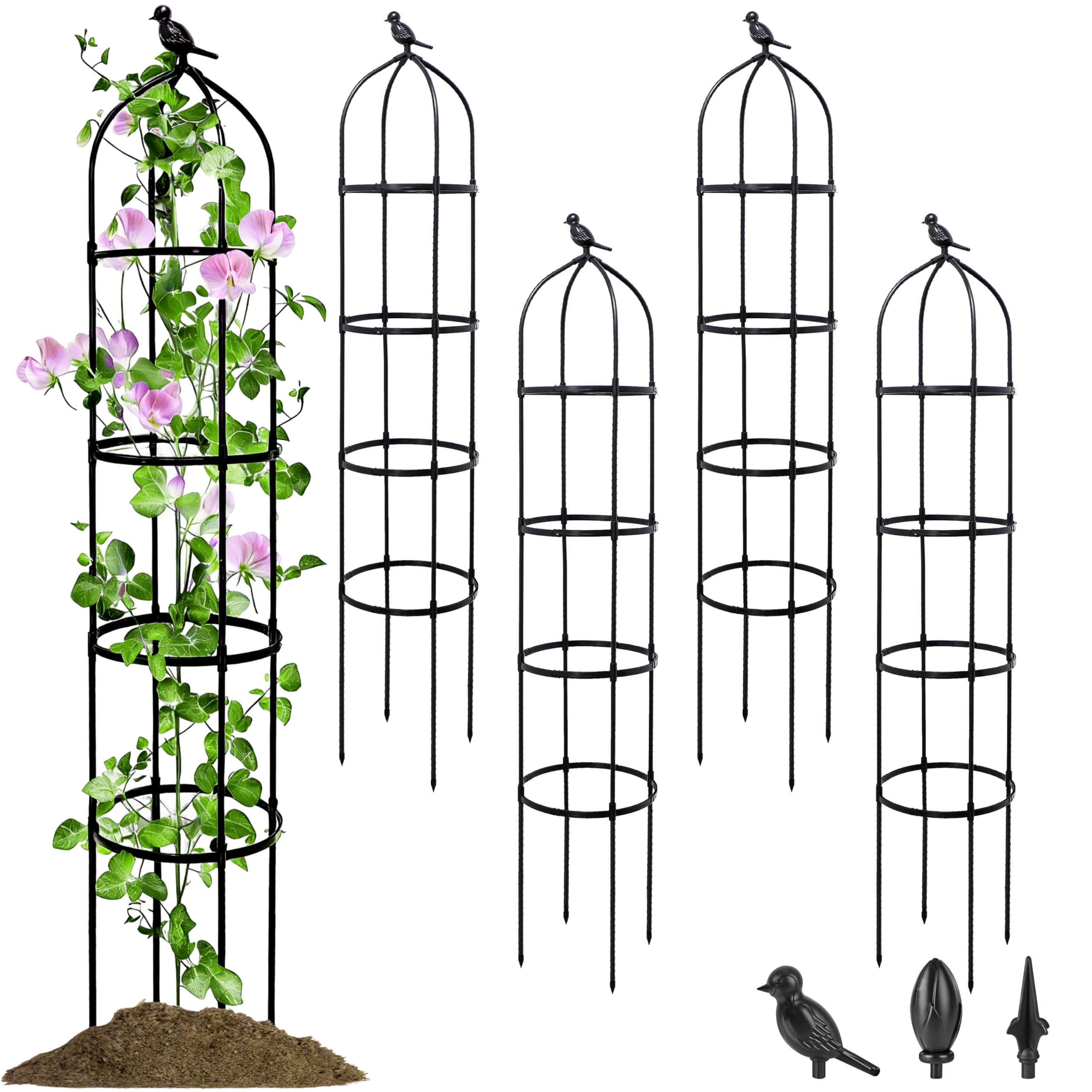 SORANGEUN 4 Pack Garden Obelisk Trellis