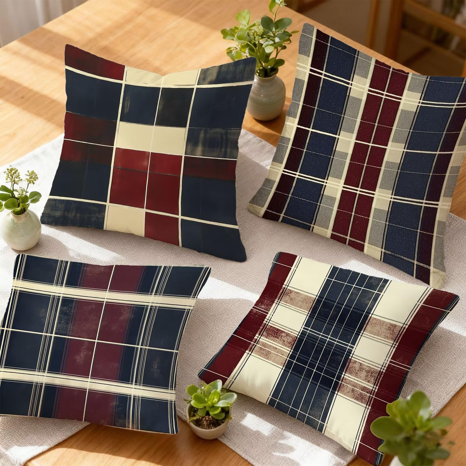 Rosso Federe Cuscini Divan 60x60 Blu Federe Cuscino Letto Super Morbido Copricuscino Letto Set di 4 Cuscini Divano Decorazioni Autunnali Copricuscini Arredamento Casa, Sedia Soggiorno Giardino E - 313