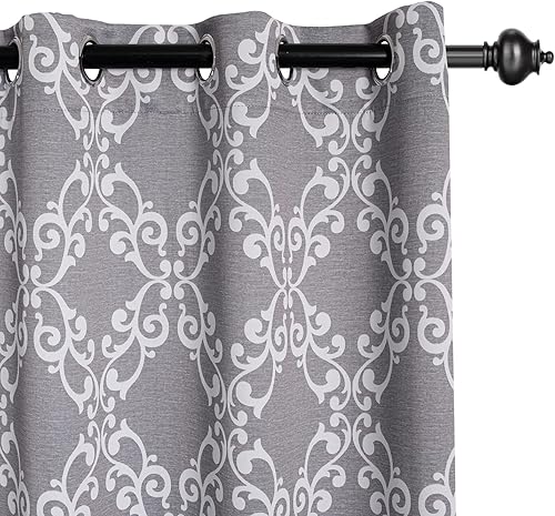 MYSKY HOME Cortinas opacas para oscurecer la sala de estar cortinas con aislamiento térmico cortinas con patrón geométrico marroquí 63 pulgadas de