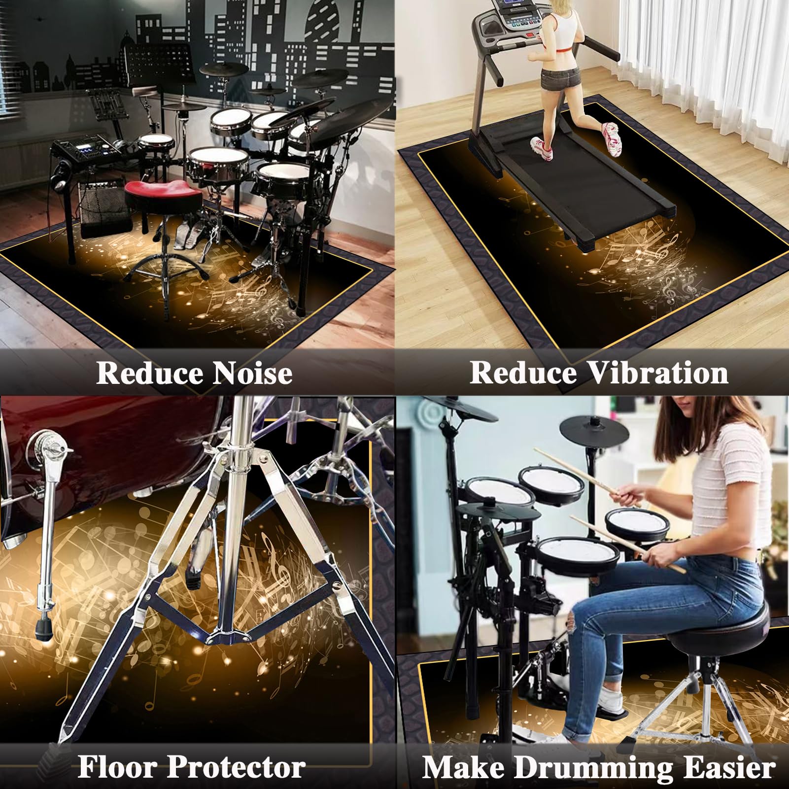 Drumtapijt mat geluiddicht tapijt drummen drumtapijt drumtapijt voor drummers buiten elektronische drumstel praktijk muziek tapijt vloerbescherming drumtapijten instrument vloermat 140 x 100 cm