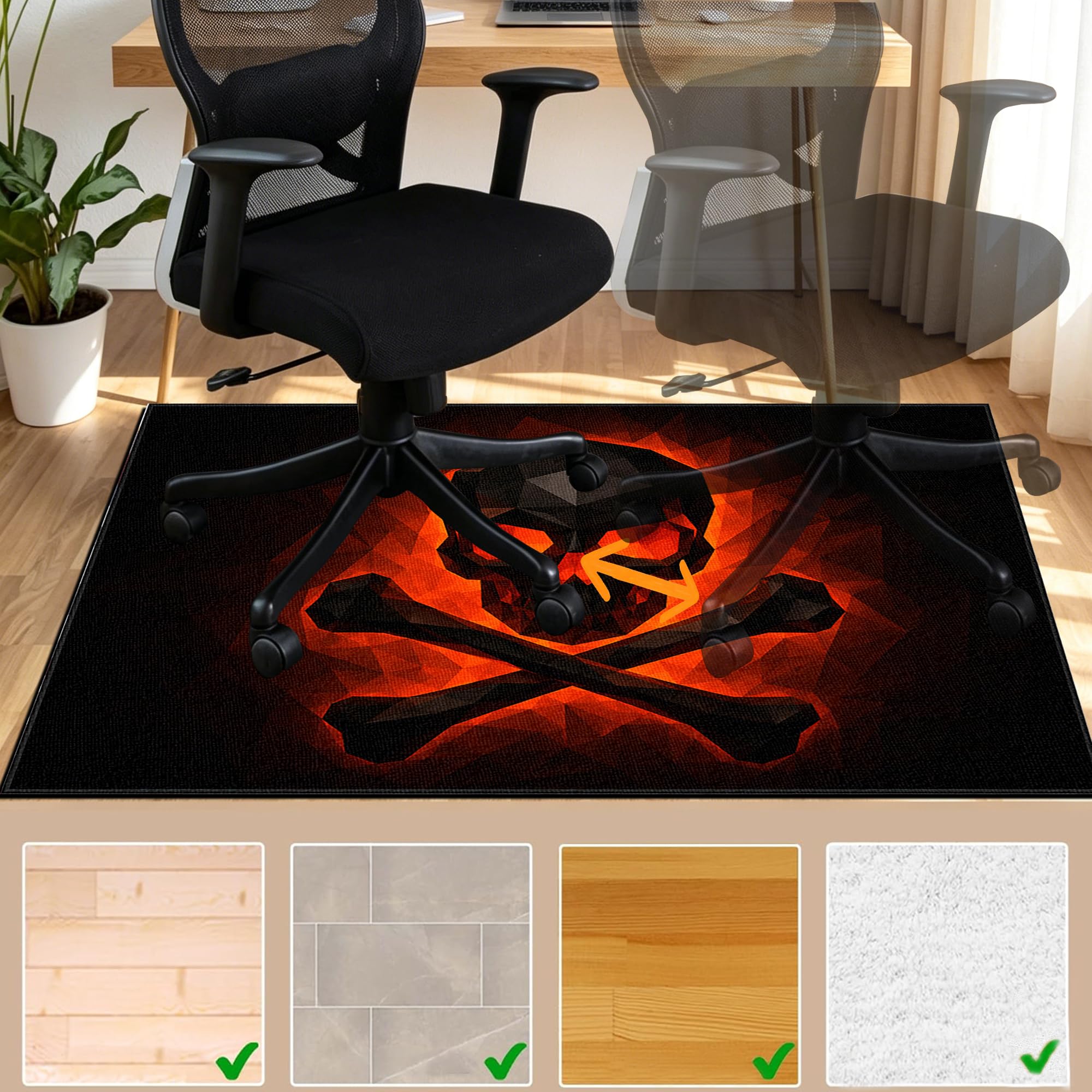 Tapis Chaise Gaming Antidérapant Tapis Chaise de Bureau 90 x 140 cm