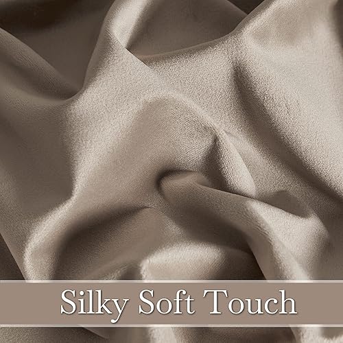 Miniatura 50 de RYB HOME - Cortinas de terciopelo beige, cortinas decorativas resistentes con pestaña trasera, cubierta de privacidad para oscurecer habitación