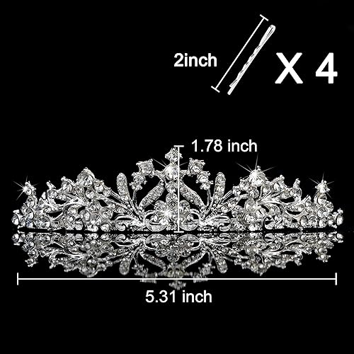 Miniatura 6 de Tiaras para niñas, corona de princesa, diadema de cumpleaños, reina con diamantes de imitación, tiara plateada brillante, decoración de princesa