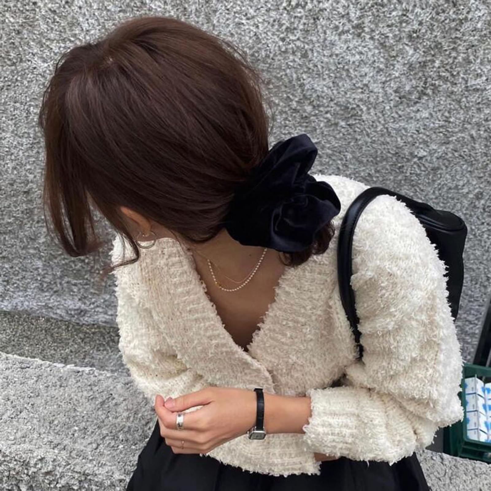 6 Pack Black Velvet Scrunchies - Image 2