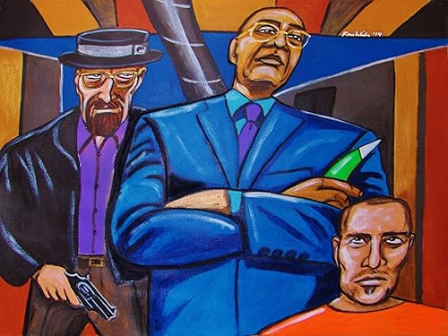 BREAKING BAD ORIGINAL PAINTING man cave art- walter white bryan cranston amc tv series dvd blu ray aaron paul giancarlo esposito