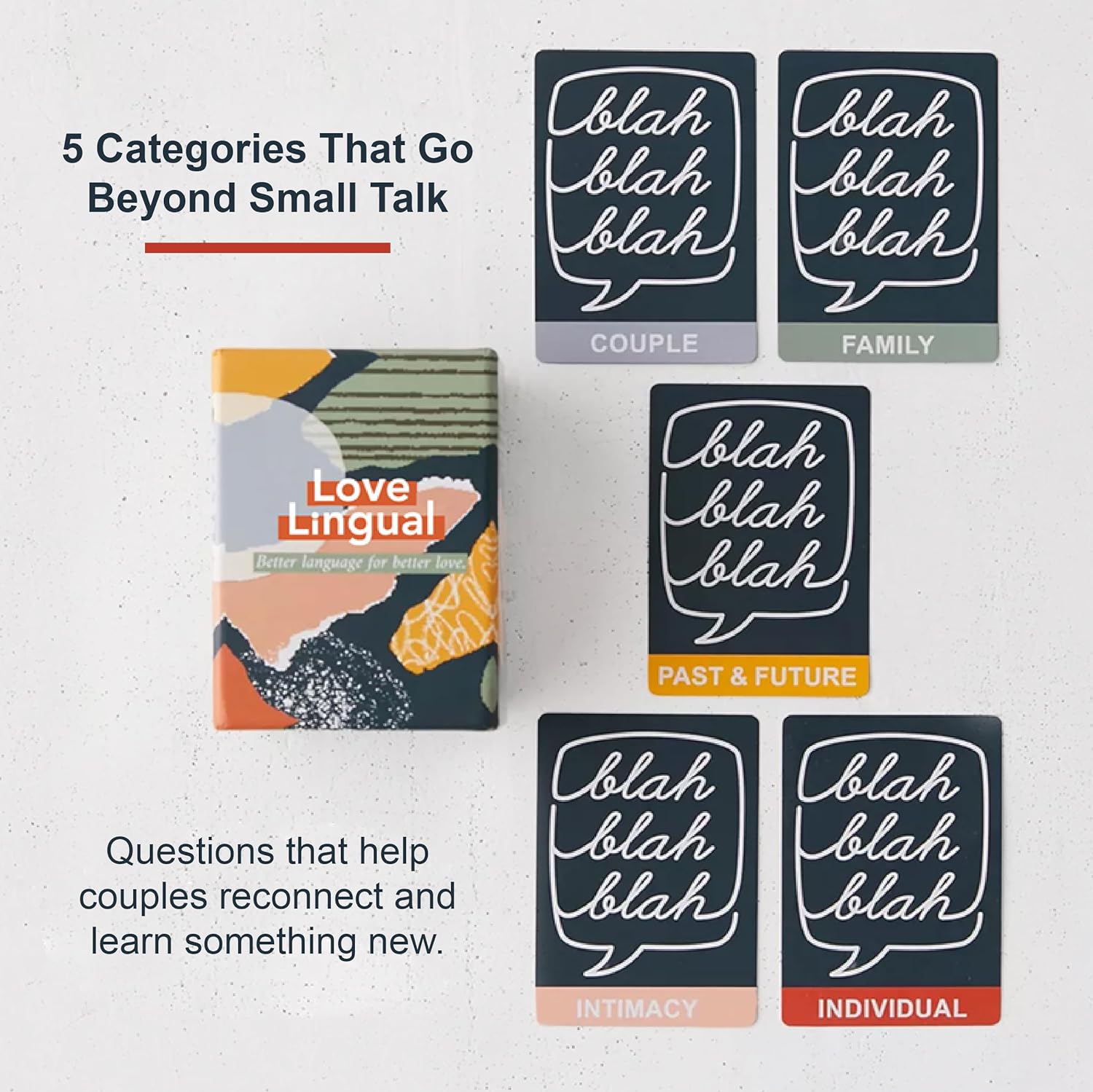 FLUYTCO Love Lingual Couples Card Game – 150 Conversation Starter Cards for Date Night, Relationship Building & Meaningful Talks