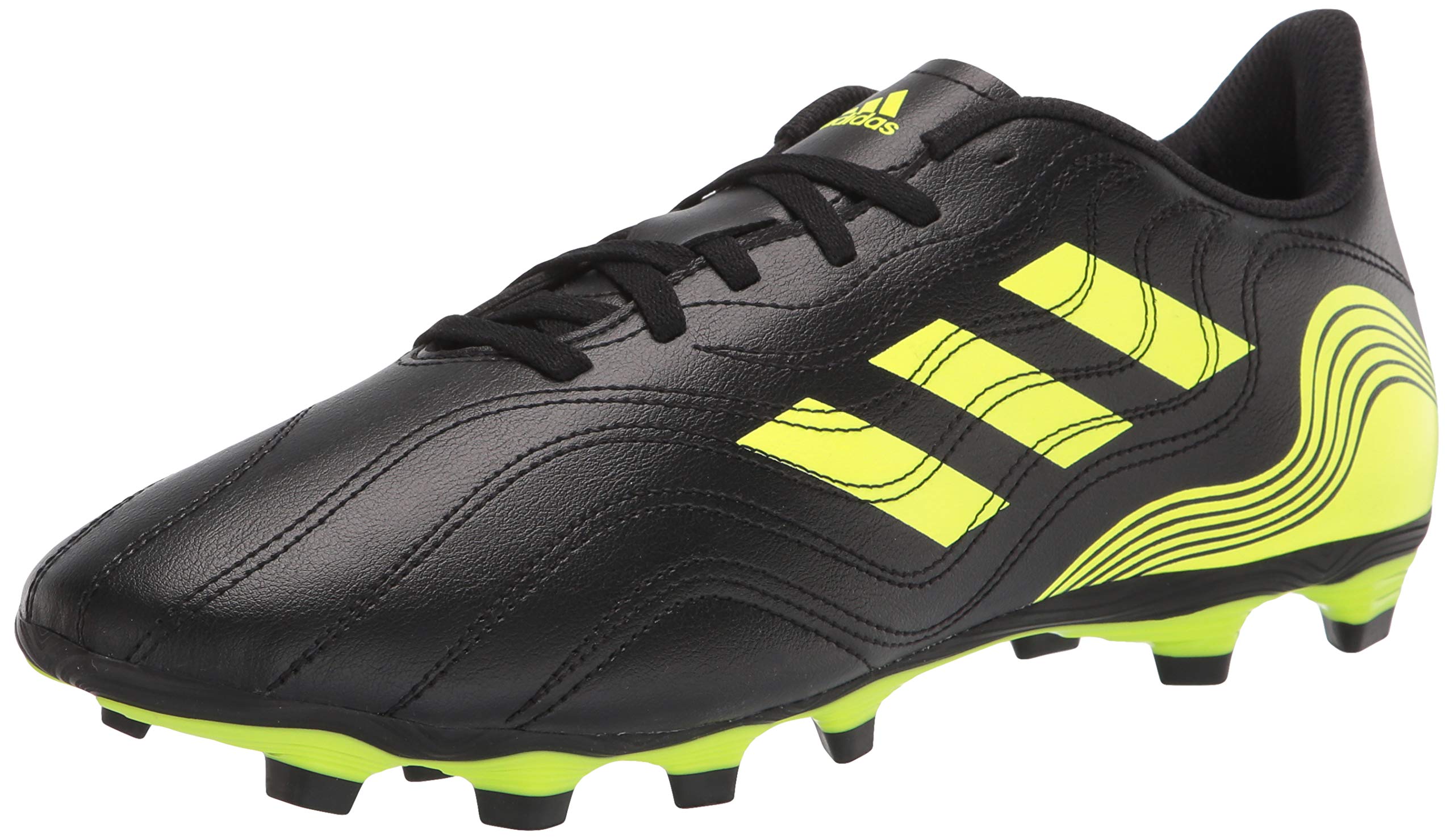 adidas Men's Copa Sense.4 Firm Ground Soccer Shoe, Black/Solar Yellow/Solar Yellow, 9.5
