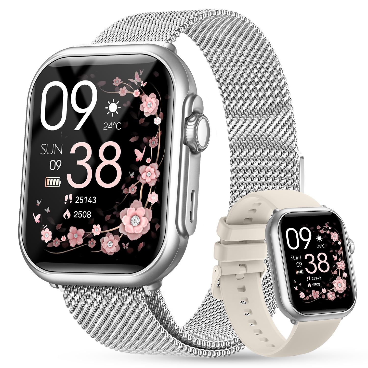 Smart Watches for Women for iPhone Android: 1.85" Smart Watch with 30 Days+ Battery Life Make/Recive Call Heart Rate SpO2 Sleep Monitor 120+ Sport IP68 Waterproof Fitness Tracker Reloj Pedometer