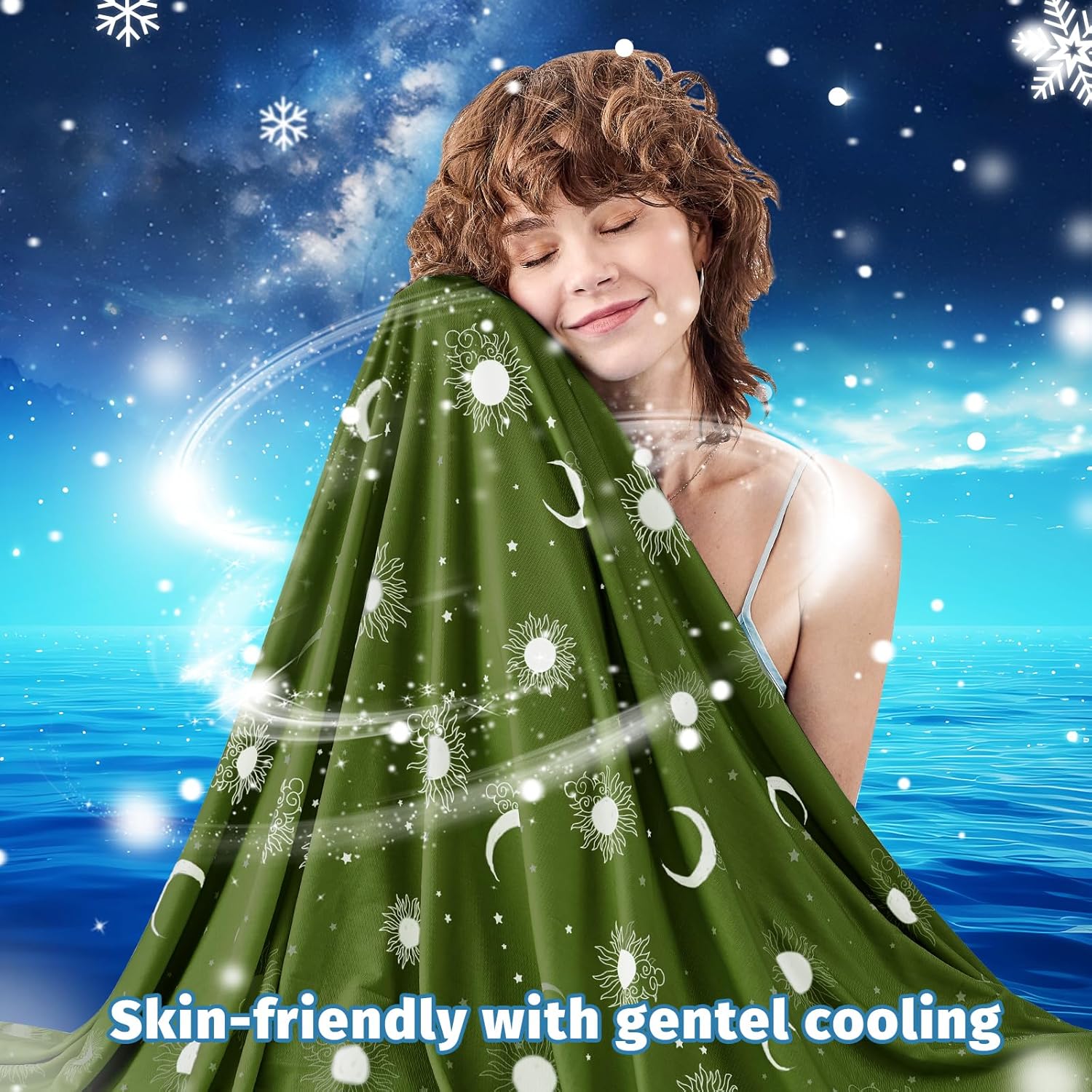 inhand Cooling Blanket - Cooling Blankets for Hot Sleepers -Decorative Lightweight Breathable Summer Cold Blankets for Sleeping Night Sweats to Keep Cool-(90"x108") Wild Fern Green