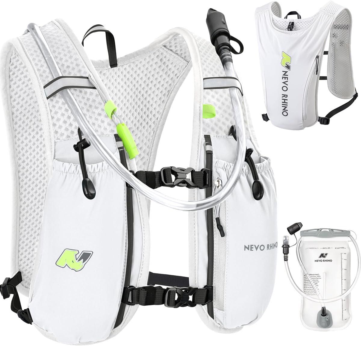 Chaleco para correr de 5 litros, paquete de chaleco de hidratación con vejiga de agua de 1,5 litros | Chaleco de agua ligero para correr para hombres y mujeres, múltiples bolsillos, silbato seguro, mochila de hidratación para carreras de maratón y senderismo