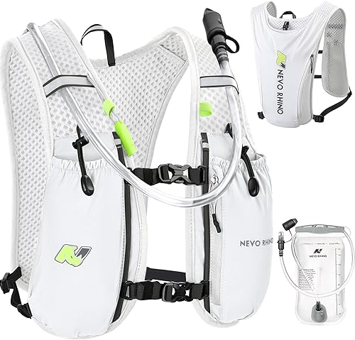 N NEVO RHINO Chaleco para correr, chaleco de hidratación de 5.5 L con vejiga de agua de 1.5 L, mochila de hidratación ligera para senderismo y