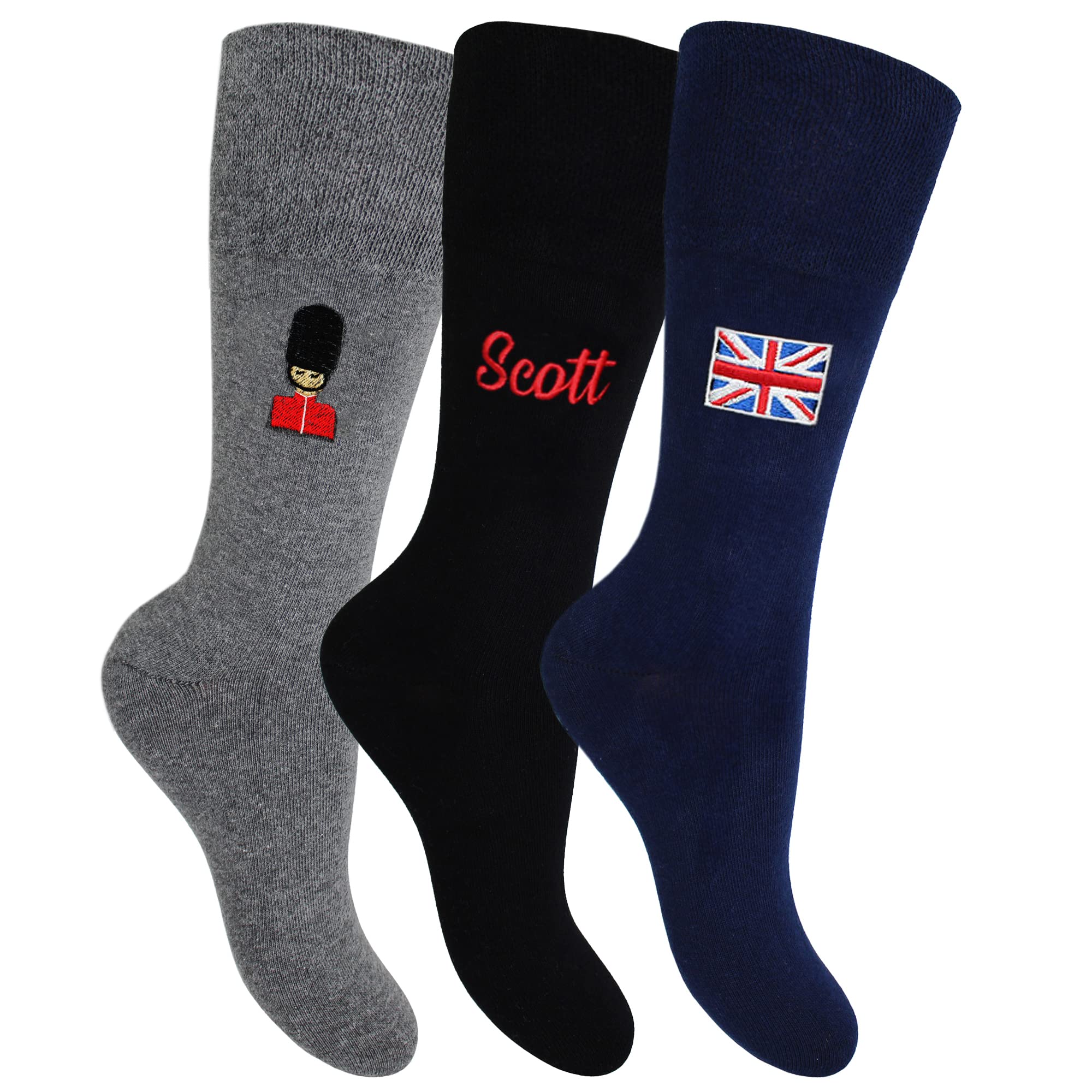 TeddyT's Personalised Men's London Beefeater and Union Jack Socks Gift Set (as8, numeric, numeric_6, numeric_11, regular, regular)