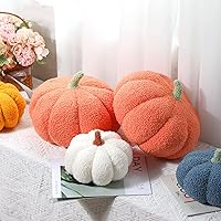 Vista 3 de Queekay 2 cojines de calabaza de 11 x 9.5 pulgadas, almohada de calabaza de Halloween para sofá, decoración del hogar de otoño, cojín de imitación