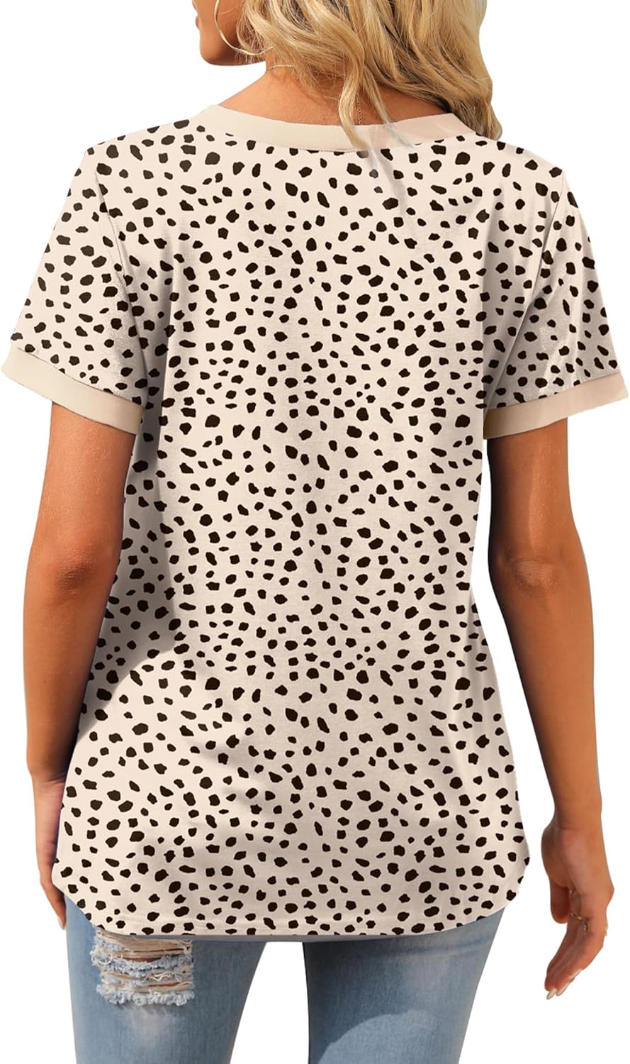 Geifa Womens T Shirts Short Sleeve V Neck Loose Casual Summer Tops 2026 with Pocket - Image 4