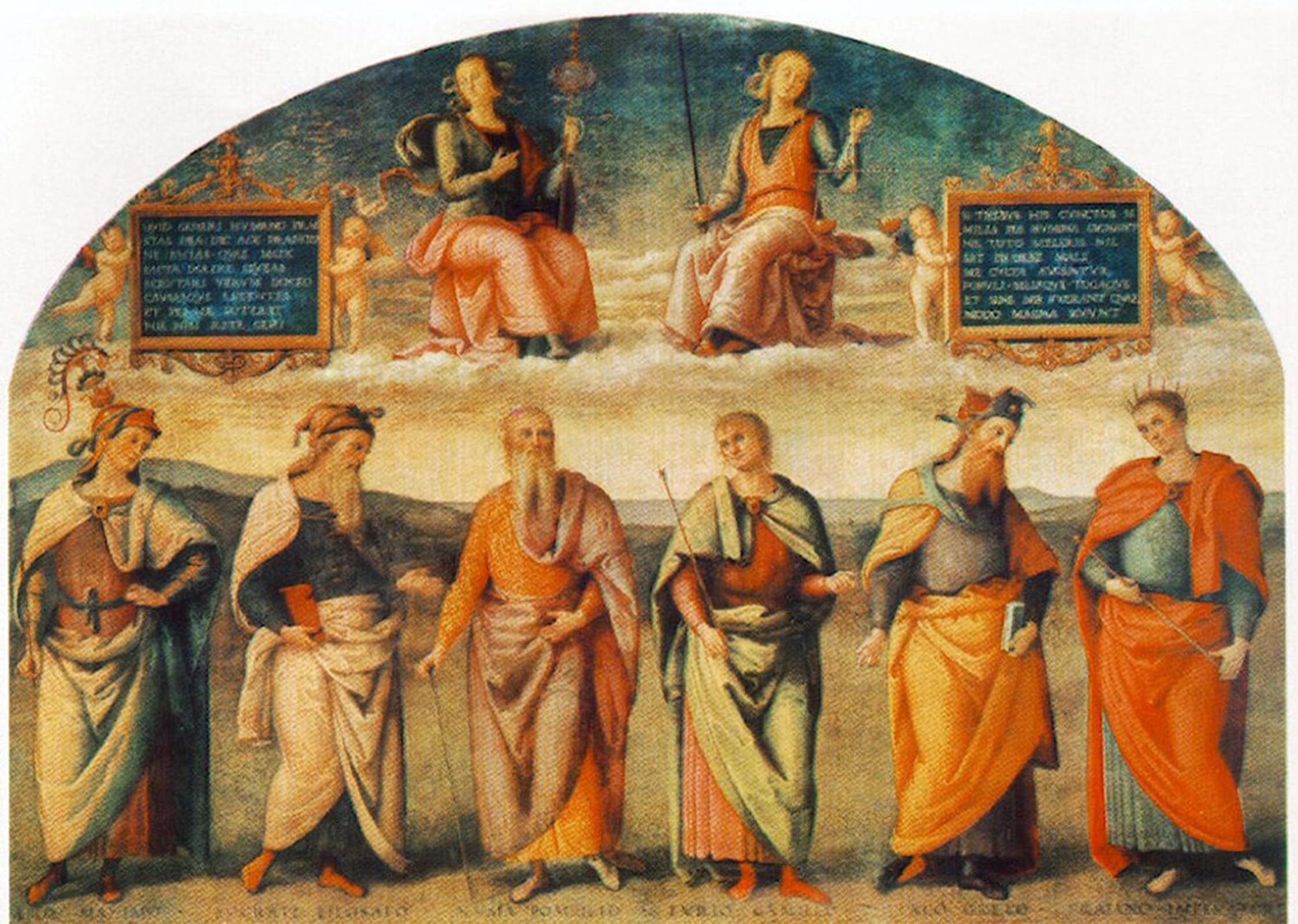 POSTERIIk Vintage Art Print Images Pictures Print Prudence and Justice with Six Antique Wisemen Pietro Perugino Modern Colour Posters for Office Home Decor 60x90cm