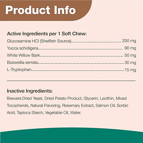 Miniatura 5 de NaturVet Suplemento para perros con glucosamina, apoya la salud de las articulaciones caninas, ayuda a aliviar los dolores de ejercicio, 30