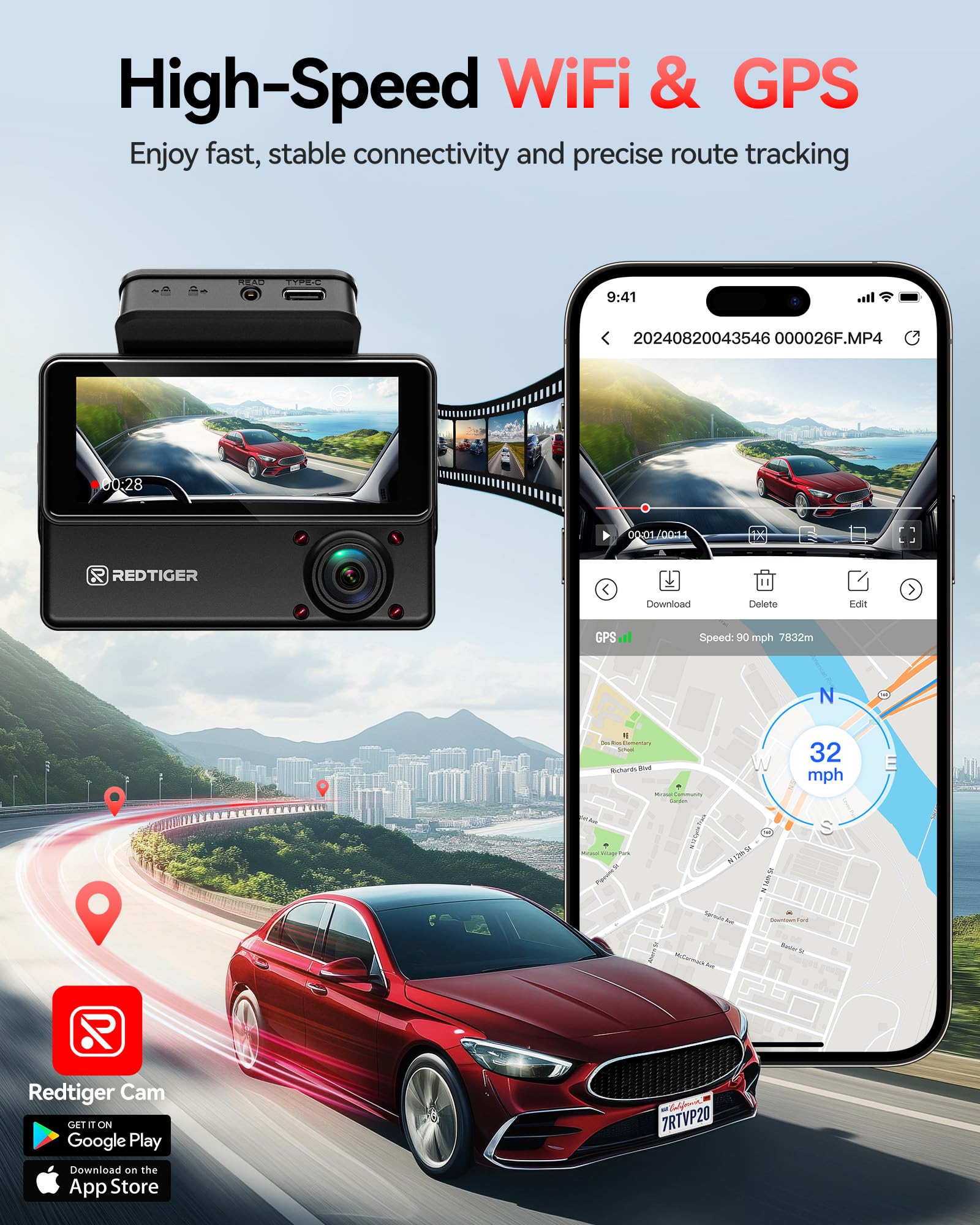 Amazon.com: REDTIGER 2.5K+2.5K+1080P 3 Channel Dash Cam, 530