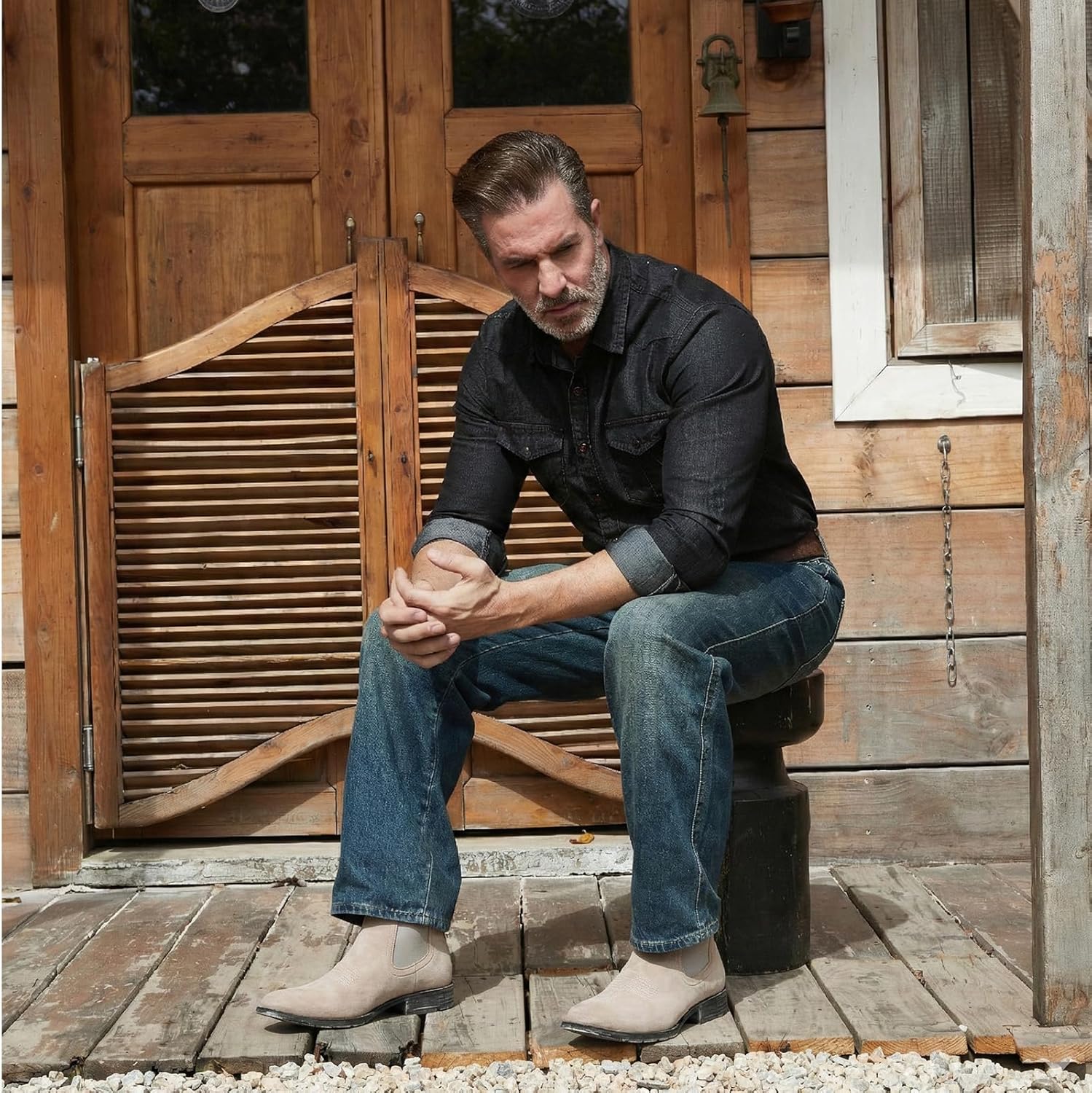 IUV Genuine Cowhide Suede Chelsea Boots For Men Western Boots Ankle Boot Casual Dress Slip On - Image 2