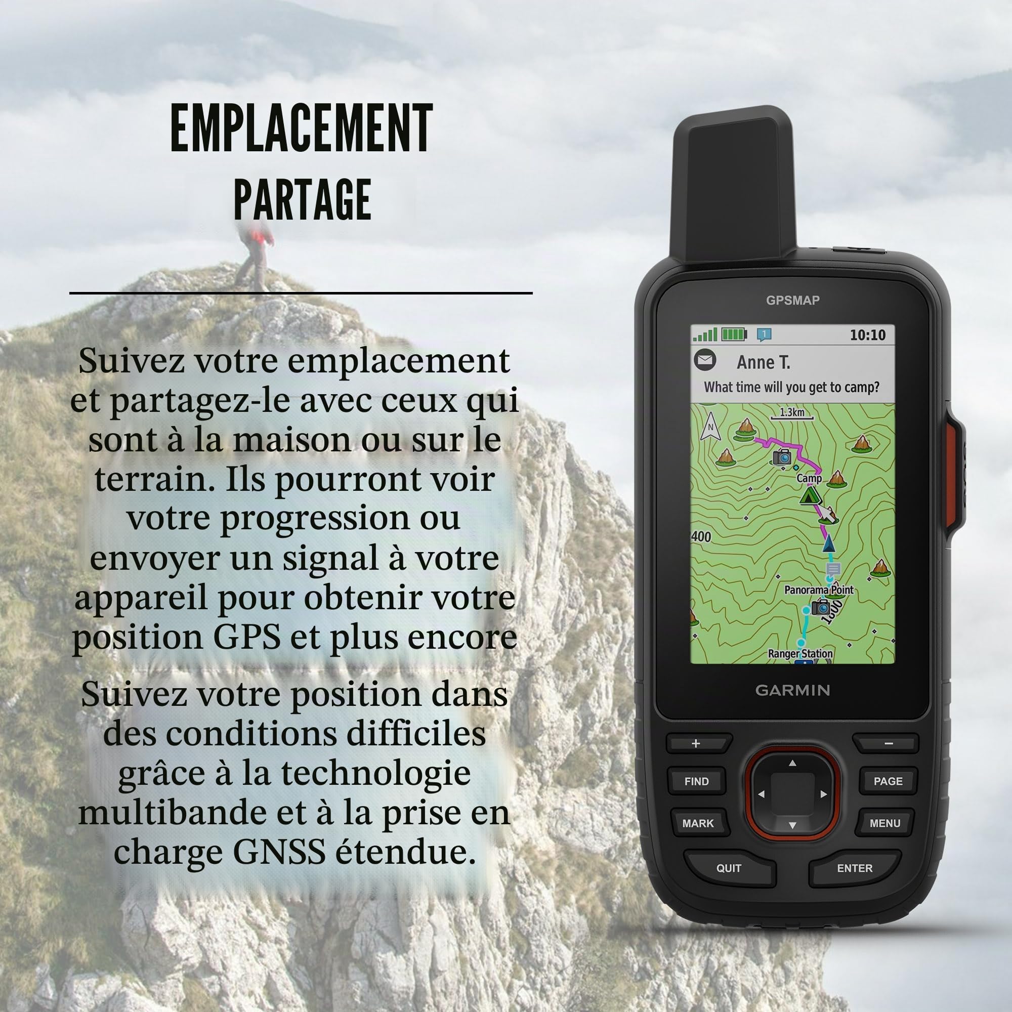 Garmin GPSMAP 67i GPS robuste, technologie inReach haute gamme, 425 h d'autonomie, messagerie bidirectionnelle, SOS interactif, cartographie complète