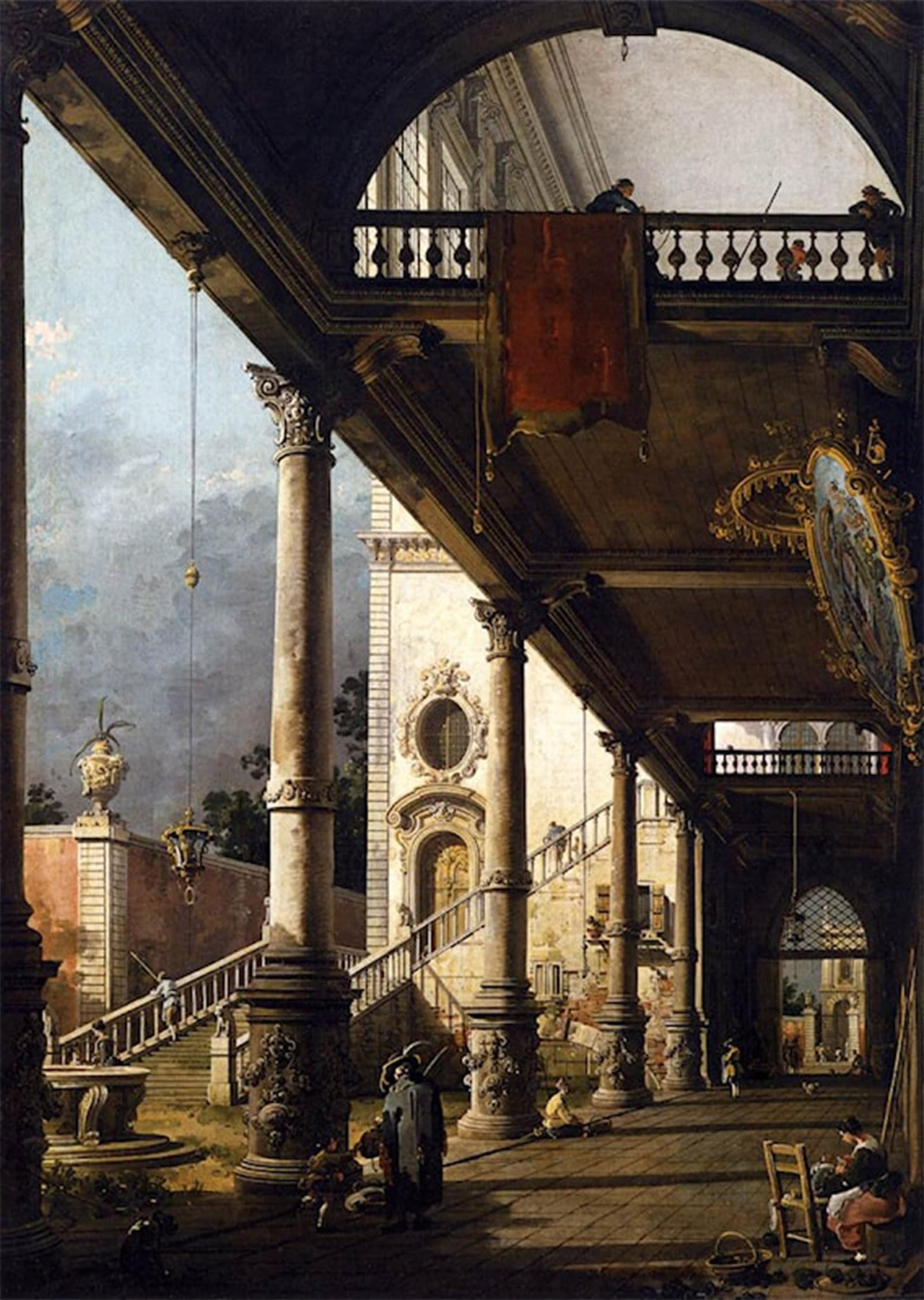 ARTXLXXBN Famous Painting Art Wall Decor Abstract Art Picture Perspective View with Portico Canaletto Animal Pictures for Home Decor 60x90cm