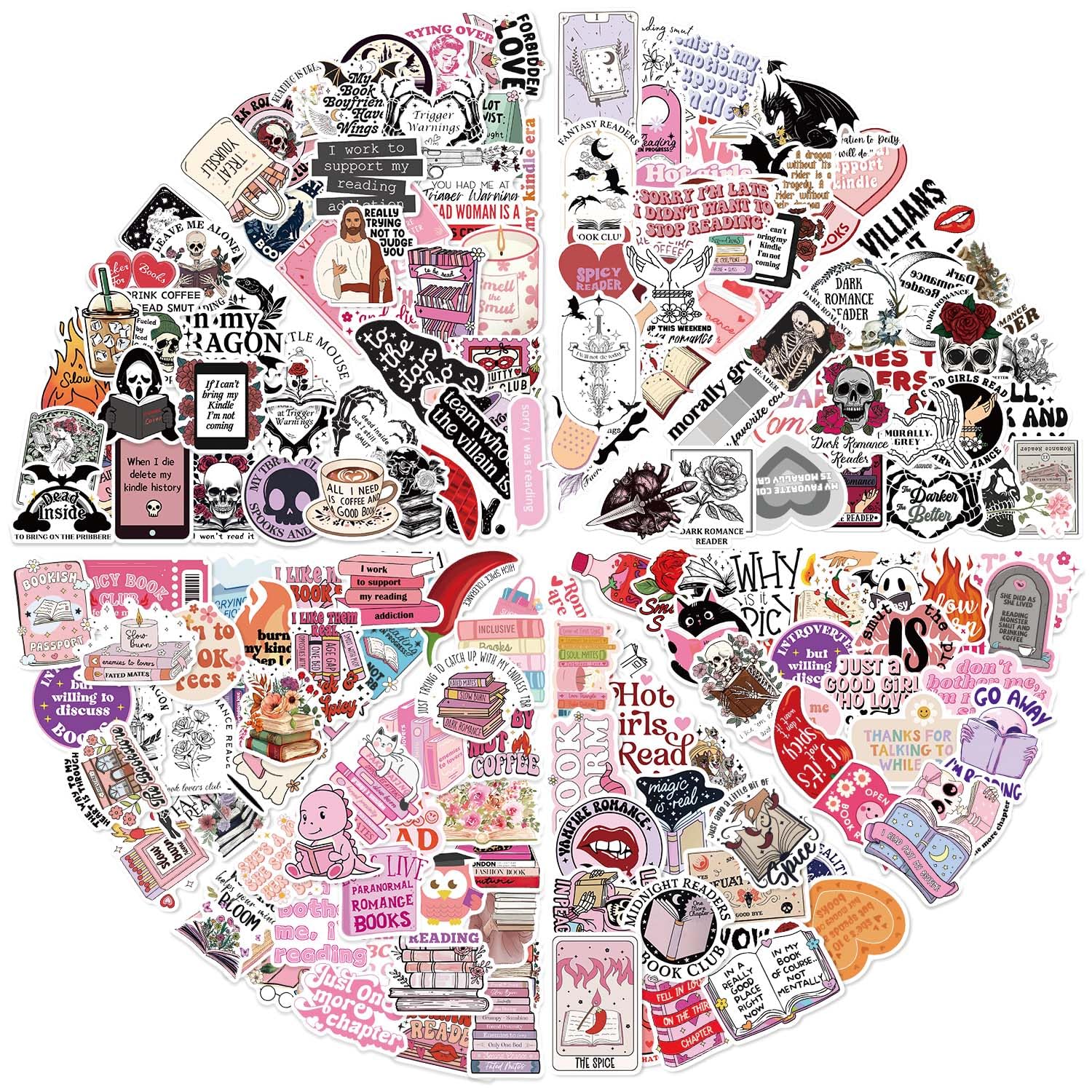 400Pcs Holographic Bookish Stickers for Kindle, Book Stickers Pack, Vinyl Waterproof Booktok Decals for Water Bottle Scrapbook Laptop Phone Ebook