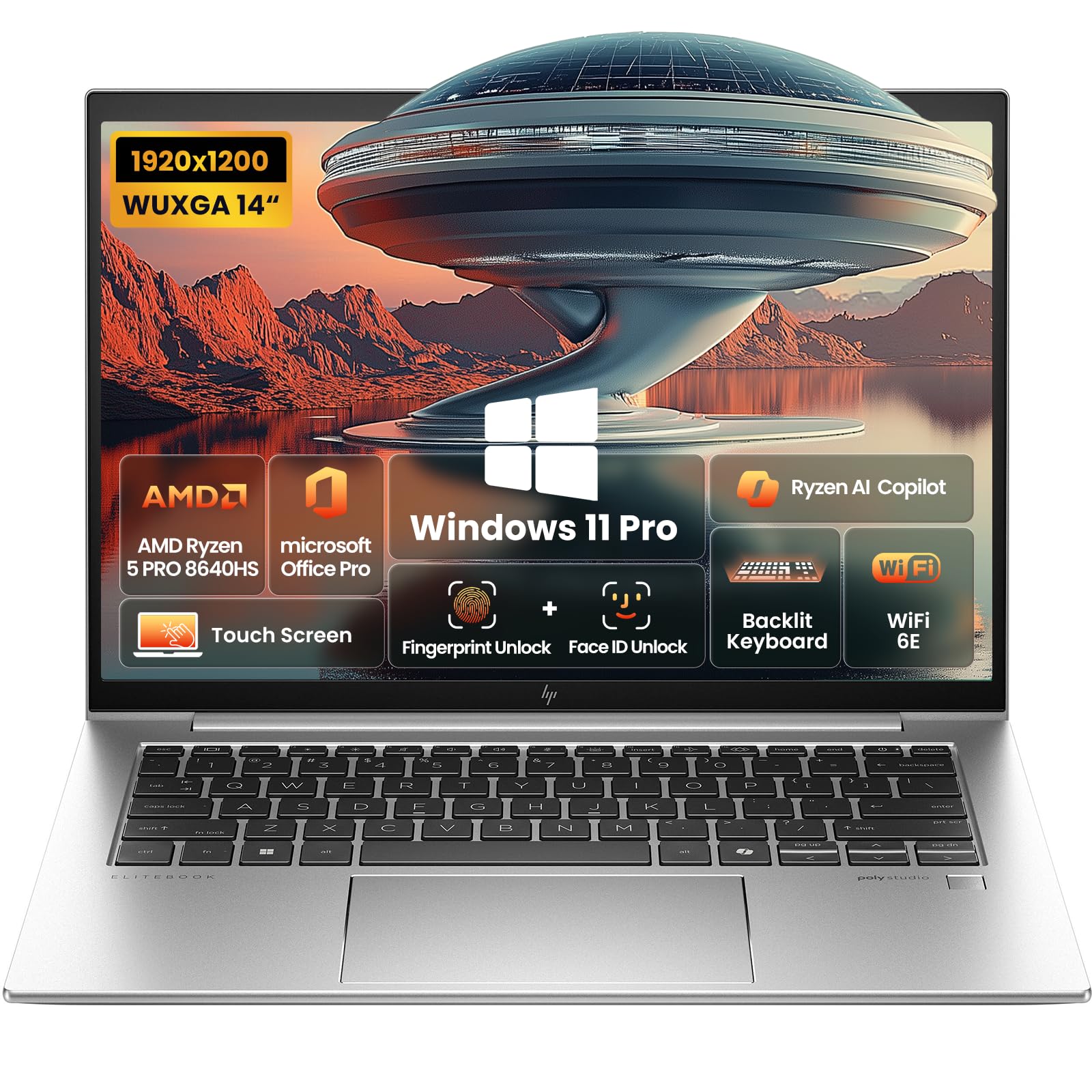 HP EliteBook 845 G11 AI Business Laptop, AMD Ryzen 5 8640HS (Beats