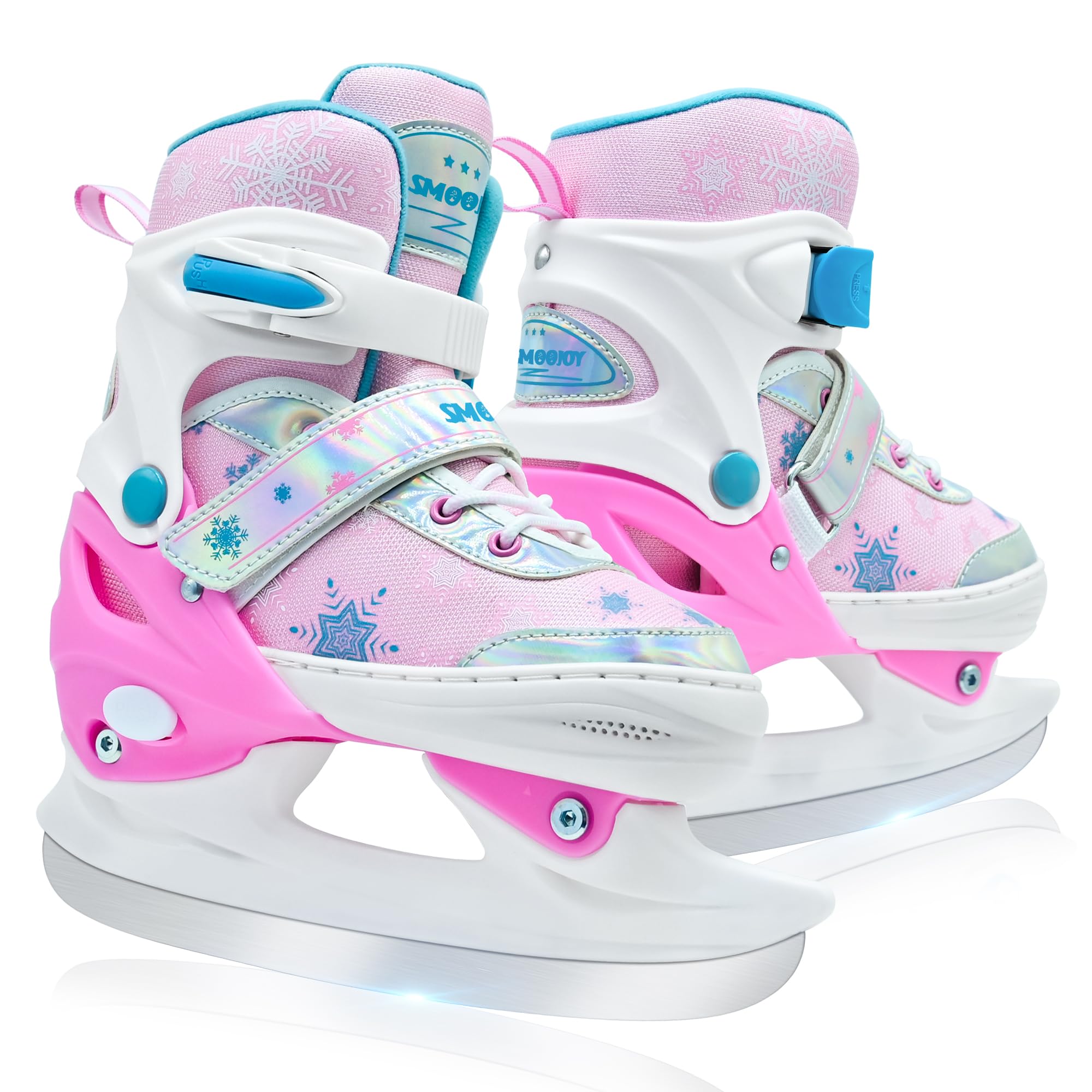 Adjustable Kids Ice Skates for Girls Boys Comfortable, Smooth Blades Snow Hockey Ice Skating Shoes for Outdoor Indoor Rink, Perfect for Beginner Winter Sports Ages 5-12