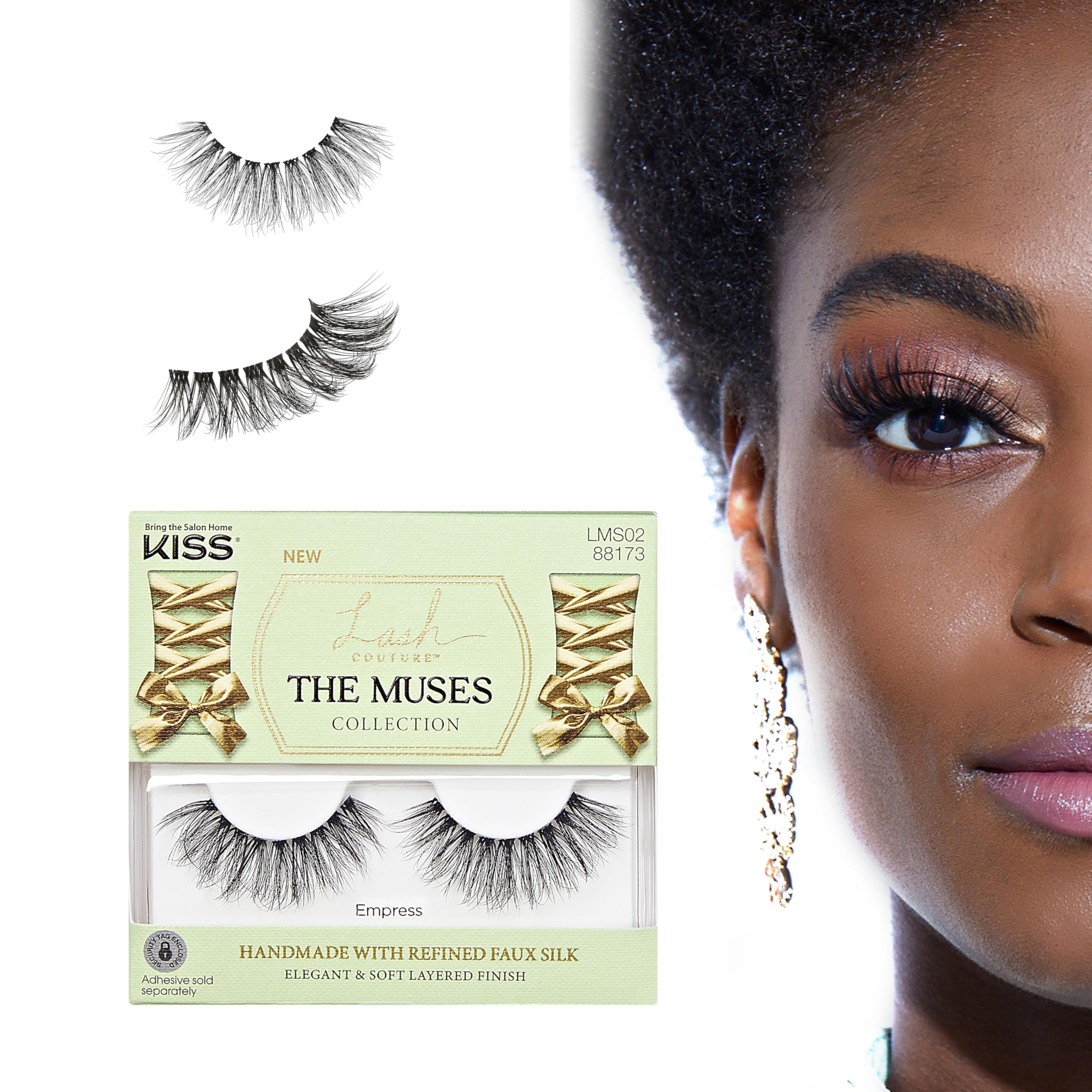 KISS The Muses, False Eyelashes, 'Empress', 16mm, Includes 1 Pair, Easy to Apply, Reusable Lash Clusters