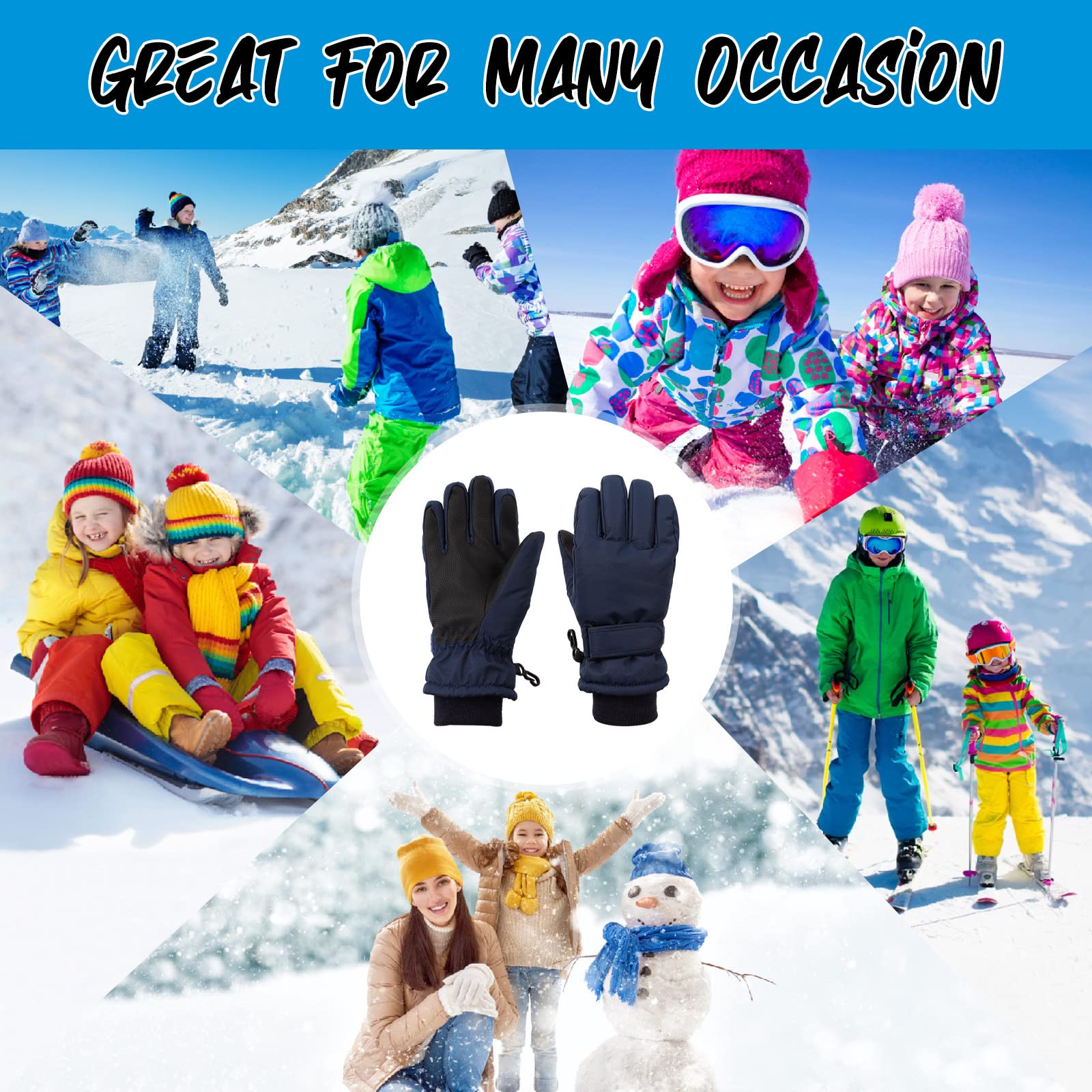 Pesaat Wasserdichte Kinder-Winterhandschuhe Cartoon-Handschuhe für Jungen und Mädchen, warme Outdoor-Skihandschuhe mit Fleecefutter