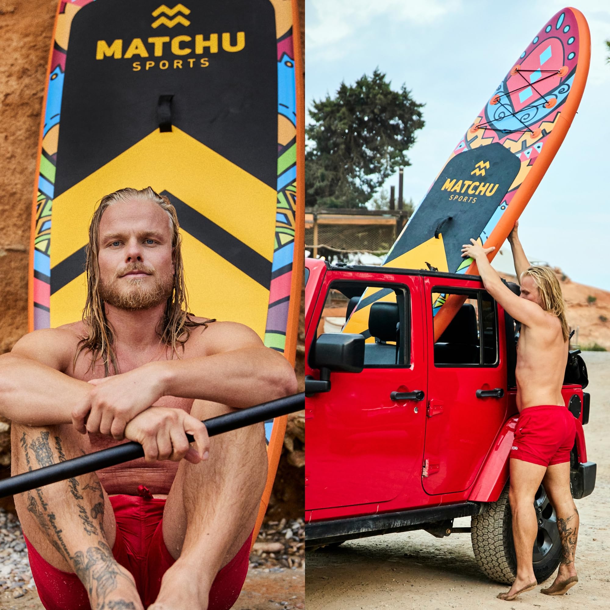 MATCHU - Sup Gonfiabile - Tavola Sup - Stand Up Paddle - Set completo - Ricaricabile - Antiscivolo - Inossidabile 320x81x15 CM - Capacità di Carico: 150 KG - Per 2 Persone - Per Adulti e Bambini