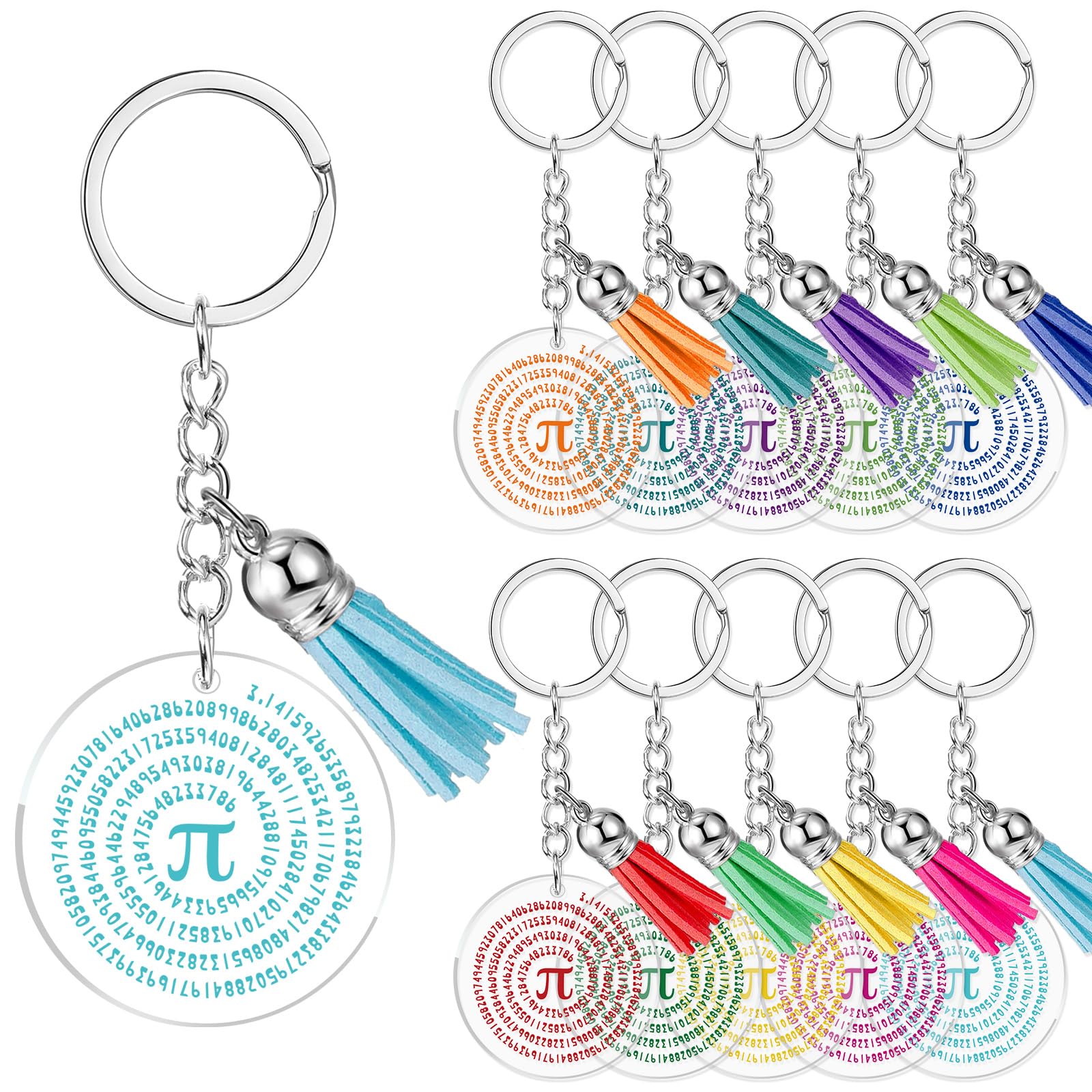 Remuuly 30 Pcs Graduation Gifts for Math Teacher Students Pi Keychain Math Lover Club Party Favor Pi Symbol Keychain for Classroom