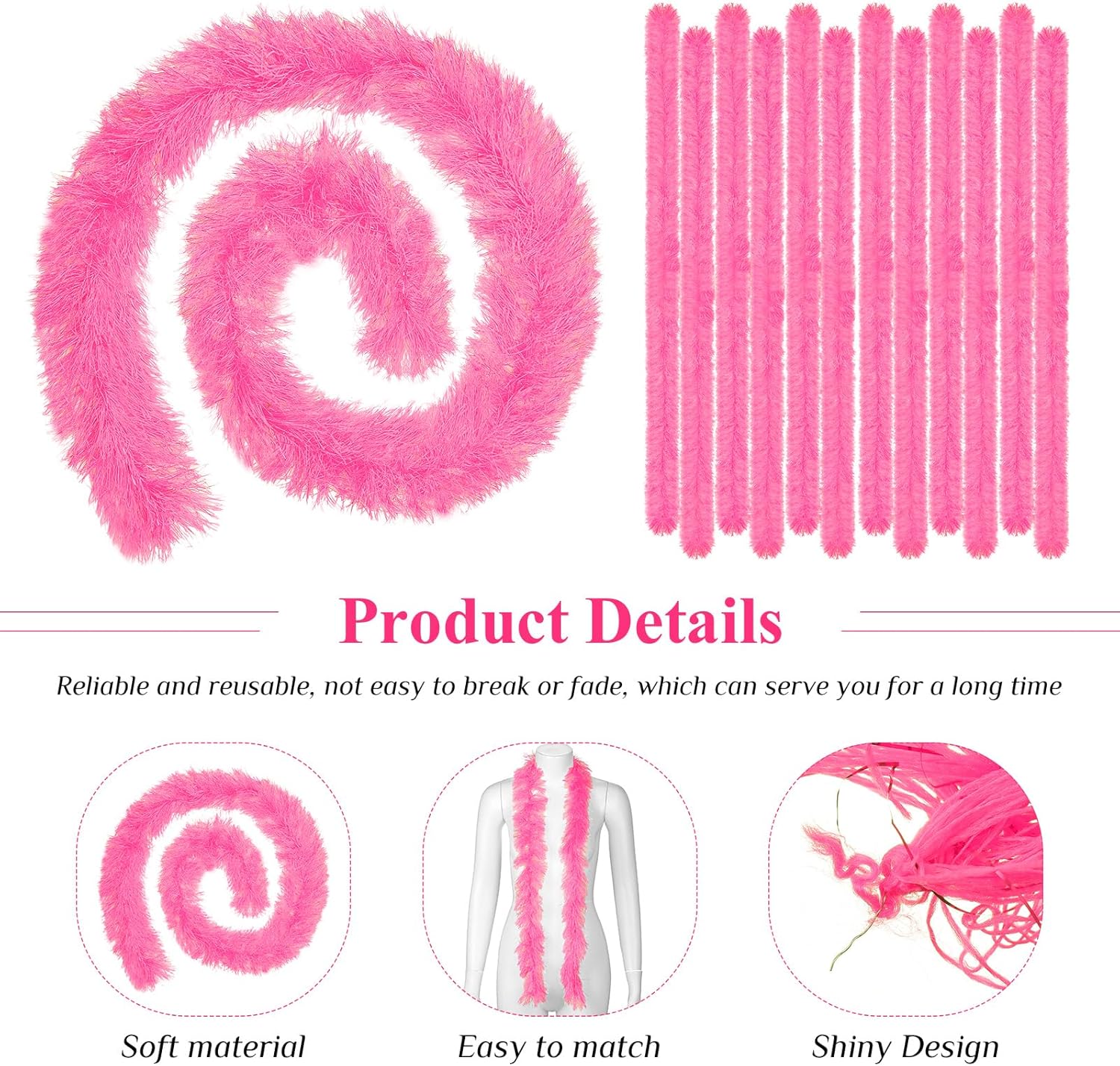 Xtinmee 24 Pcs 5 ft Feather Boas Artificial Fluffy Boas Decoration Feather Scarf for Women Halloween Tea Party - Image 3