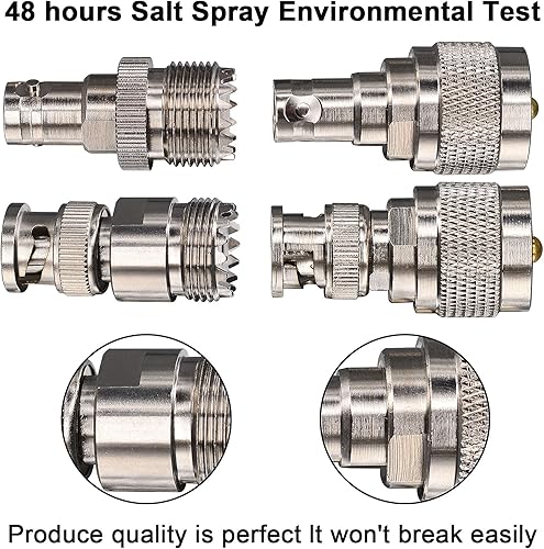 Miniatura 5 de onelinkmore Pro Series - Juego de adaptadores BNC a UHF de 4 piezas (PL259 SO239 a BNC machohembra)  Conectores coaxiales de RF aislados con PTFE