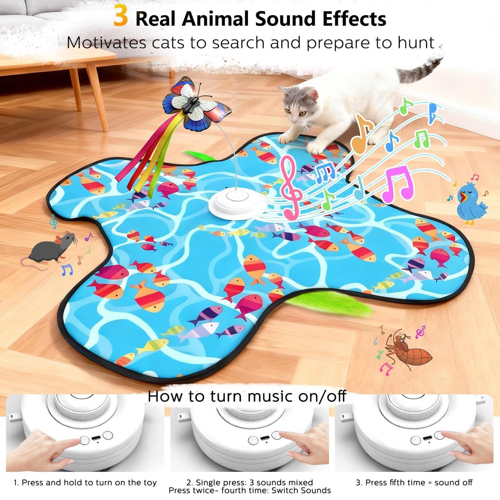 Jouet Interactif Pour Chat d'Exercice Rechargeable avec Lurettes Cachées