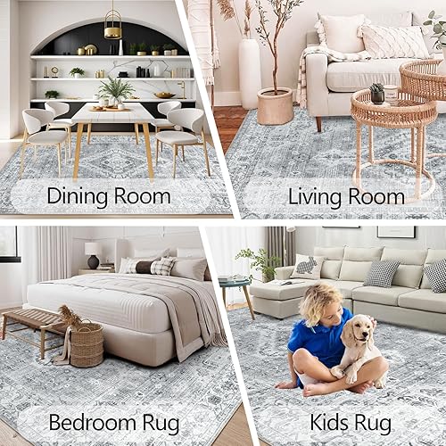 Miniatura 13 de Homcomoda Alfombra de área pequeña de 3 x 5 pies, antideslizante, lavable para entrada, alfombra de entrada de pelo bajo, alfombras vintage
